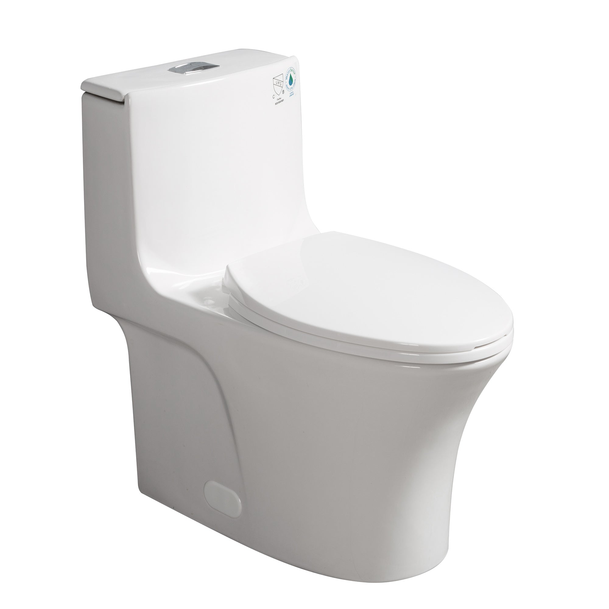 15 5/8 Inch One-piece 1.1/1.6 GPF Dual Flush Elongated Toilet with Soft-Close Seat