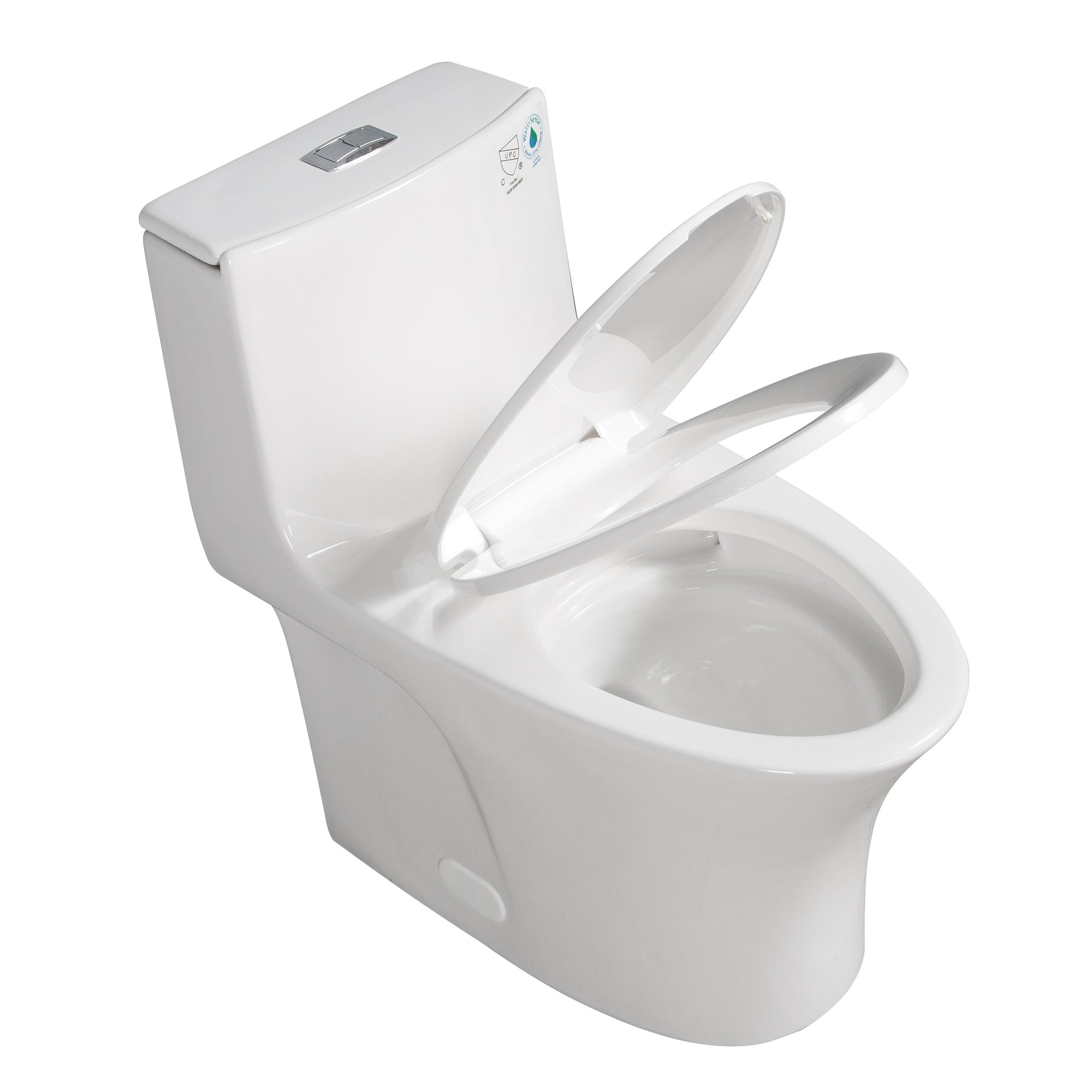 15 5/8 Inch One-piece 1.1/1.6 GPF Dual Flush Elongated Toilet with Soft-Close Seat