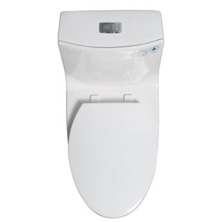 15 5/8 Inch One-piece 1.1/1.6 GPF Dual Flush Elongated Toilet with Soft-Close Seat