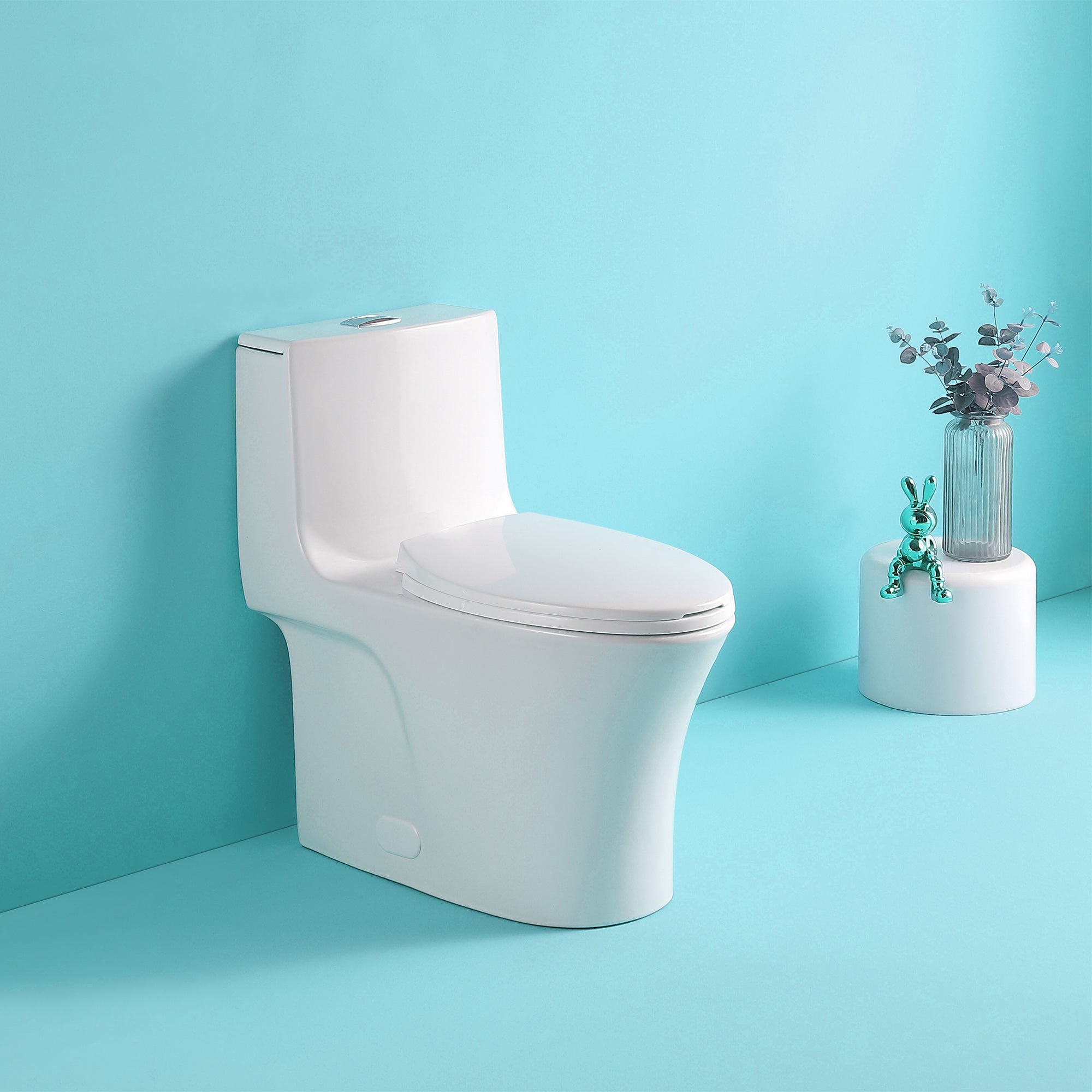 15 5/8 Inch One-piece 1.1/1.6 GPF Dual Flush Elongated Toilet with Soft-Close Seat