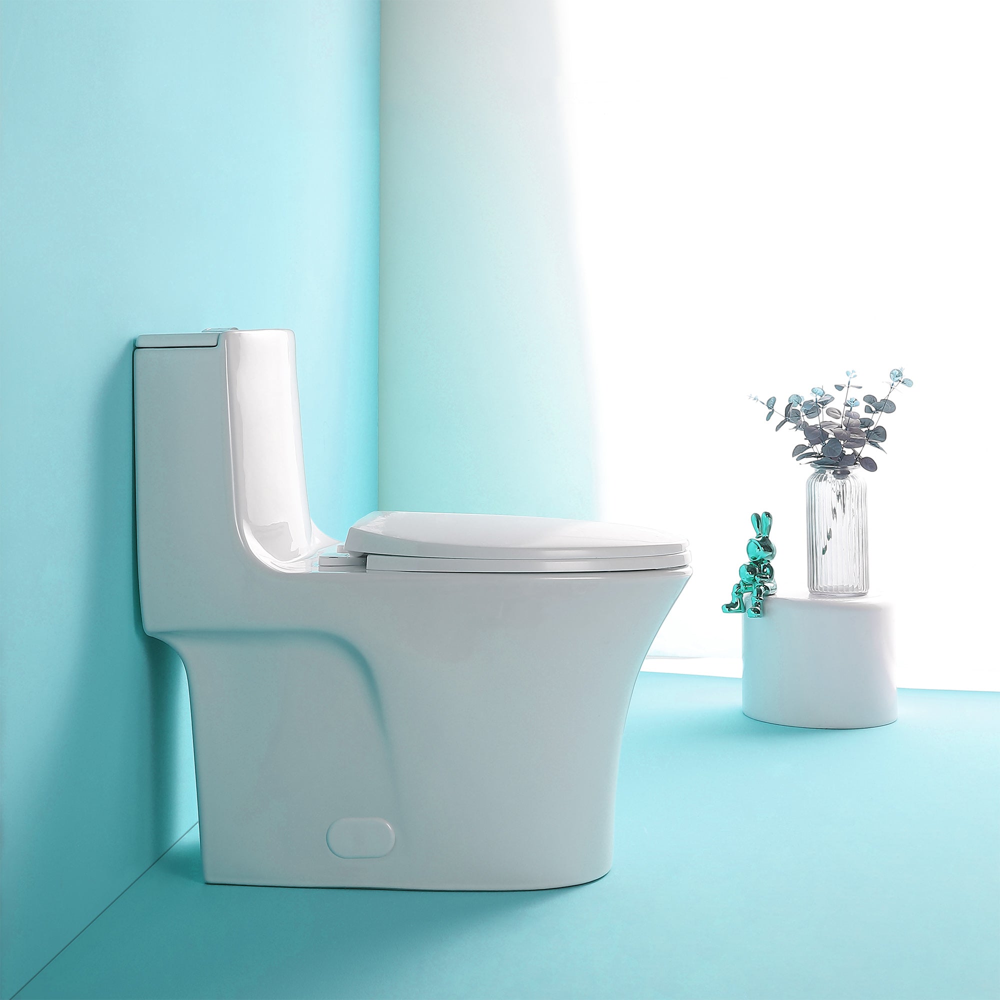 15 5/8 Inch One-piece 1.1/1.6 GPF Dual Flush Elongated Toilet with Soft-Close Seat