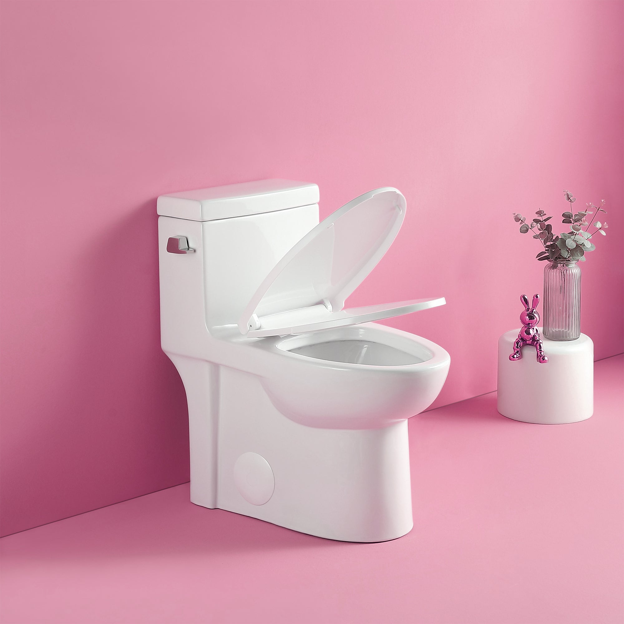 15 5/8 Inch One-piece 1.1/1.6 GPF Dual Flush Elongated Toilet with Soft-Close Seat