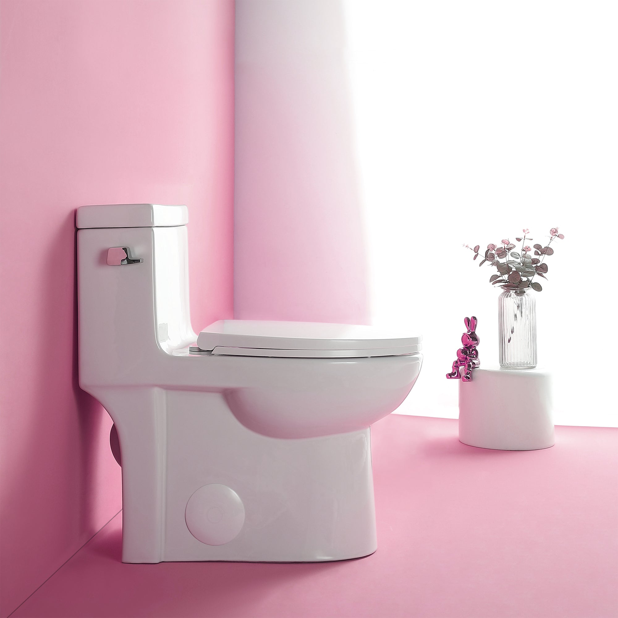 15 5/8 Inch One-piece 1.1/1.6 GPF Dual Flush Elongated Toilet with Soft-Close Seat