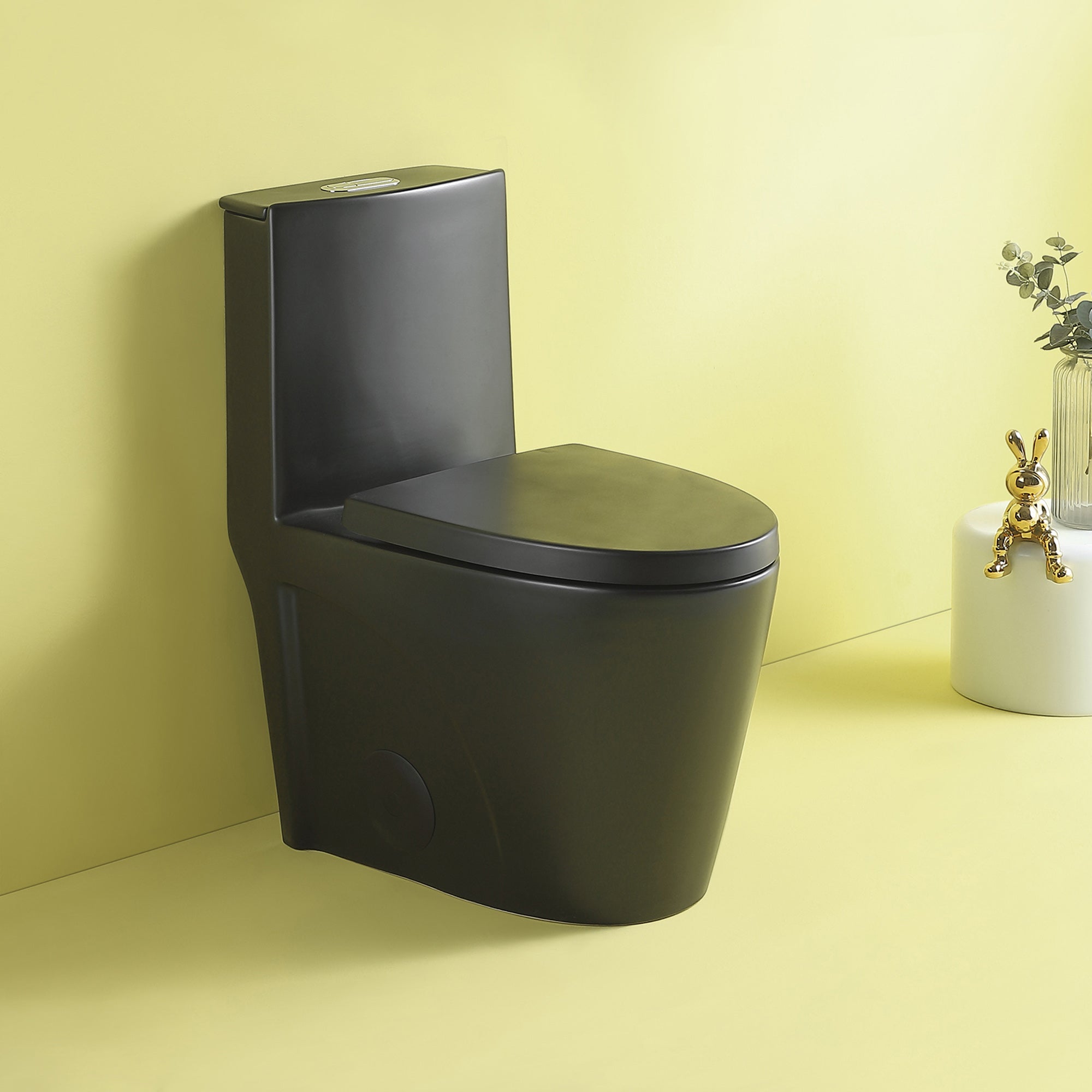 15 5/8 Inch One-piece 1.1/1.6 GPF Dual Flush Elongated Toilet with Soft-Close Seat