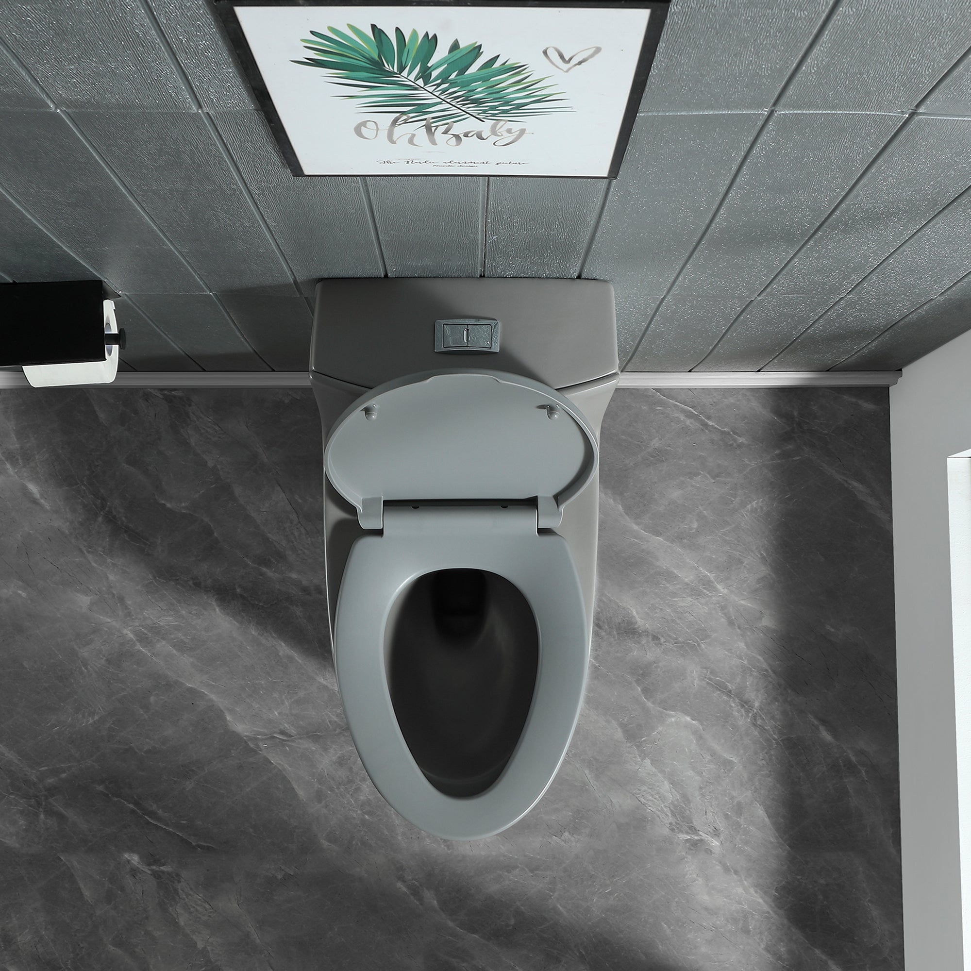 15 1/8 Inch One-piece 1.1/1.6 GPF Dual Flush Elongated Toilet with Soft-Close Seat