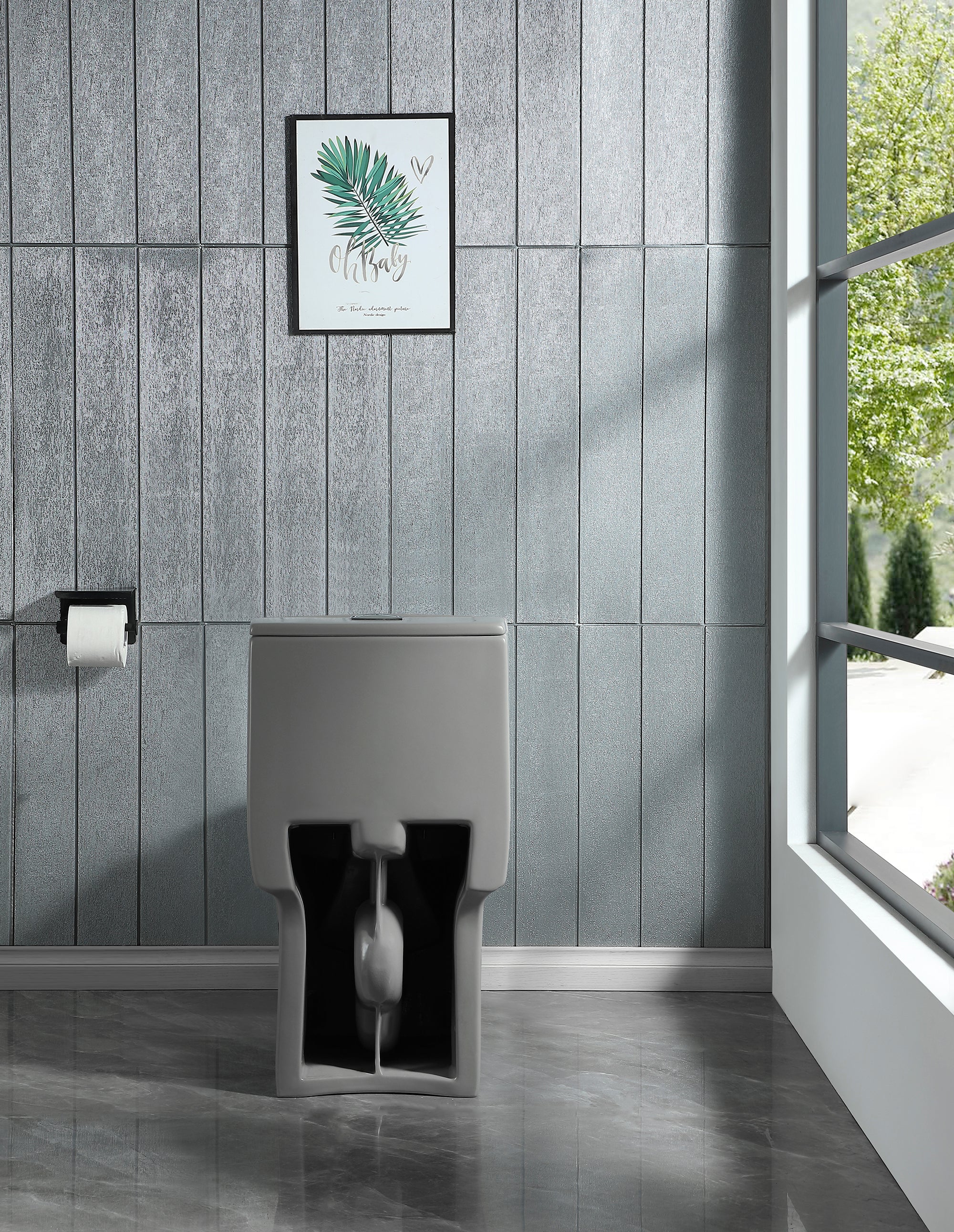 15 1/8 Inch One-piece 1.1/1.6 GPF Dual Flush Elongated Toilet with Soft-Close Seat