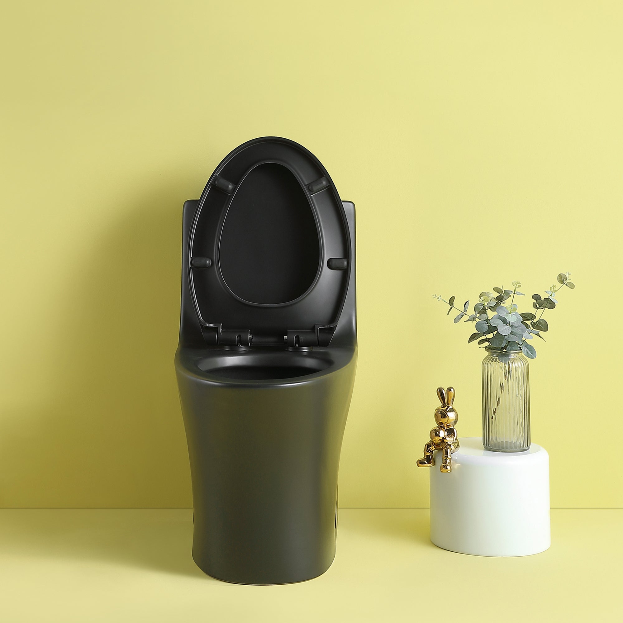 15 1/8 Inch One-piece 1.1/1.6 GPF Dual Flush Elongated Toilet with Soft-Close Seat