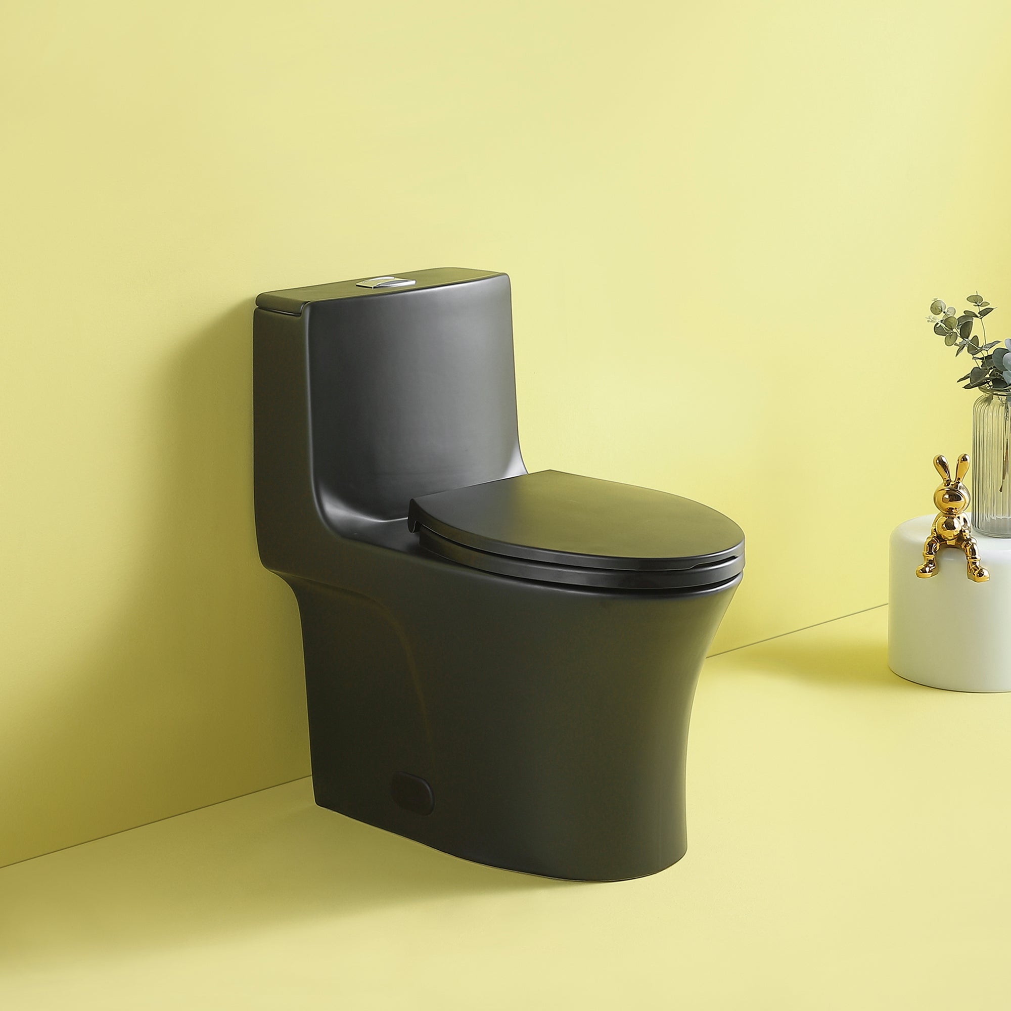 15 1/8 Inch One-piece 1.1/1.6 GPF Dual Flush Elongated Toilet with Soft-Close Seat