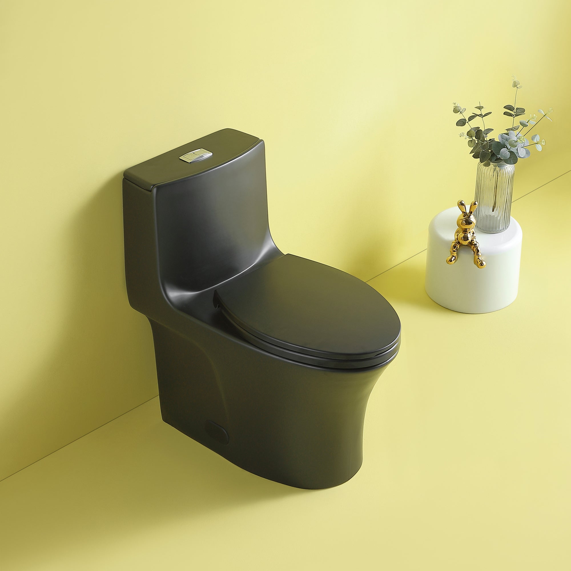 15 1/8 Inch One-piece 1.1/1.6 GPF Dual Flush Elongated Toilet with Soft-Close Seat
