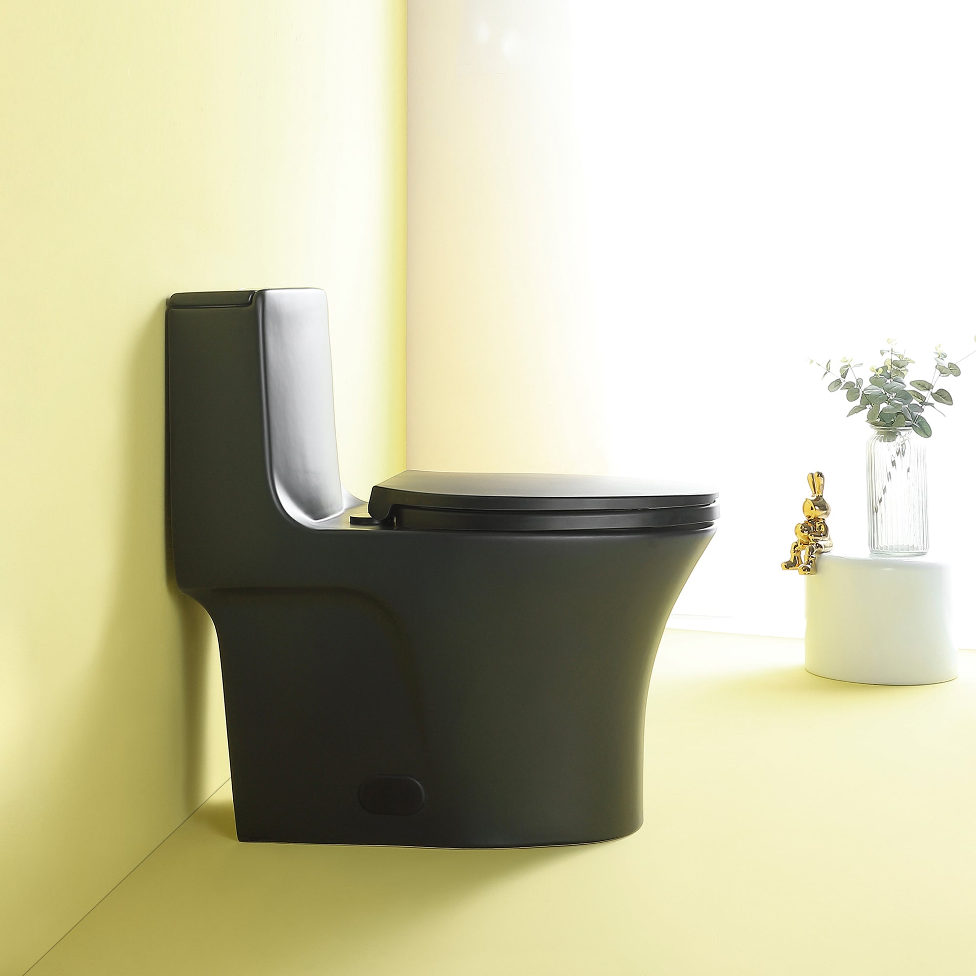 15 1/8 Inch One-piece 1.1/1.6 GPF Dual Flush Elongated Toilet with Soft-Close Seat