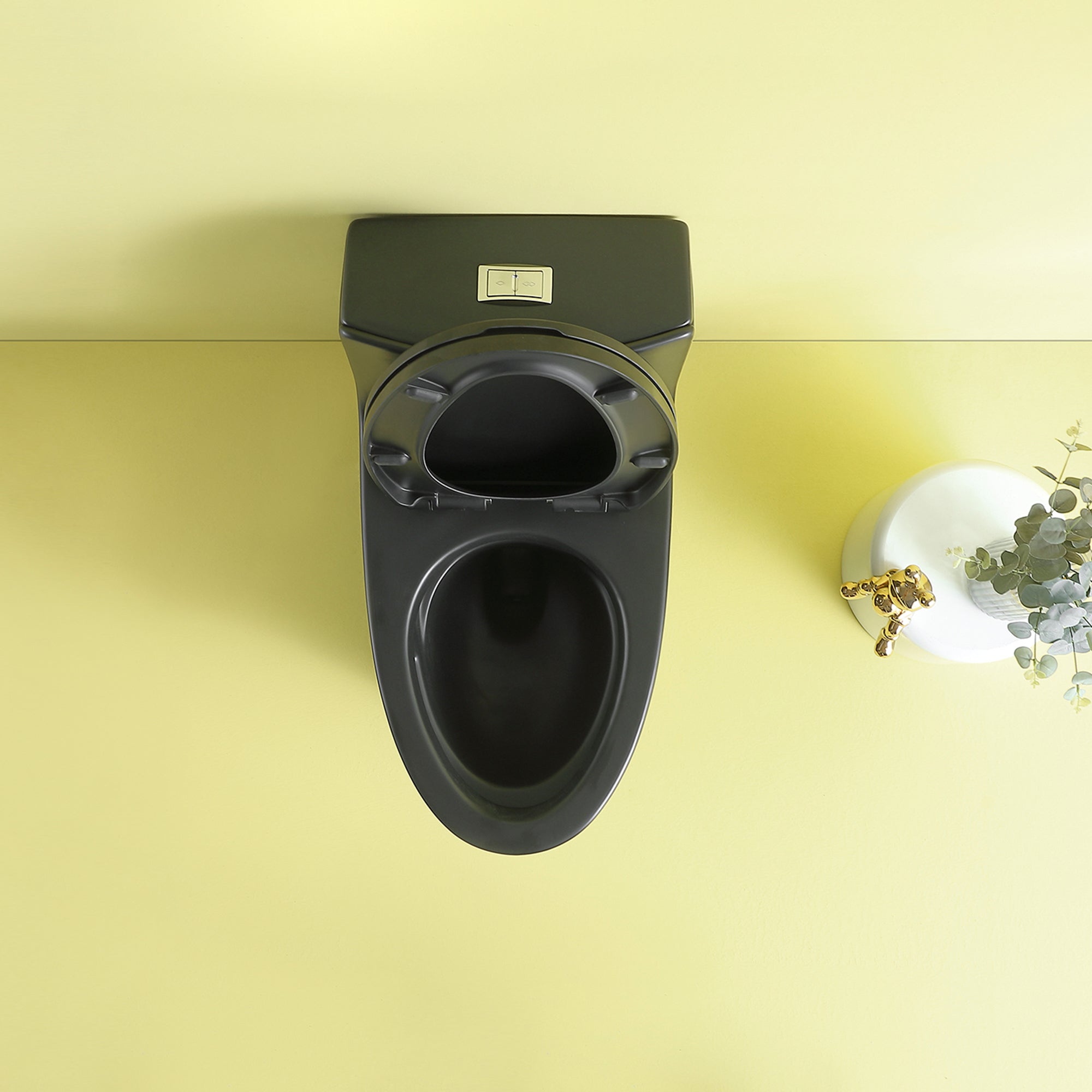 15 1/8 Inch One-piece 1.1/1.6 GPF Dual Flush Elongated Toilet with Soft-Close Seat
