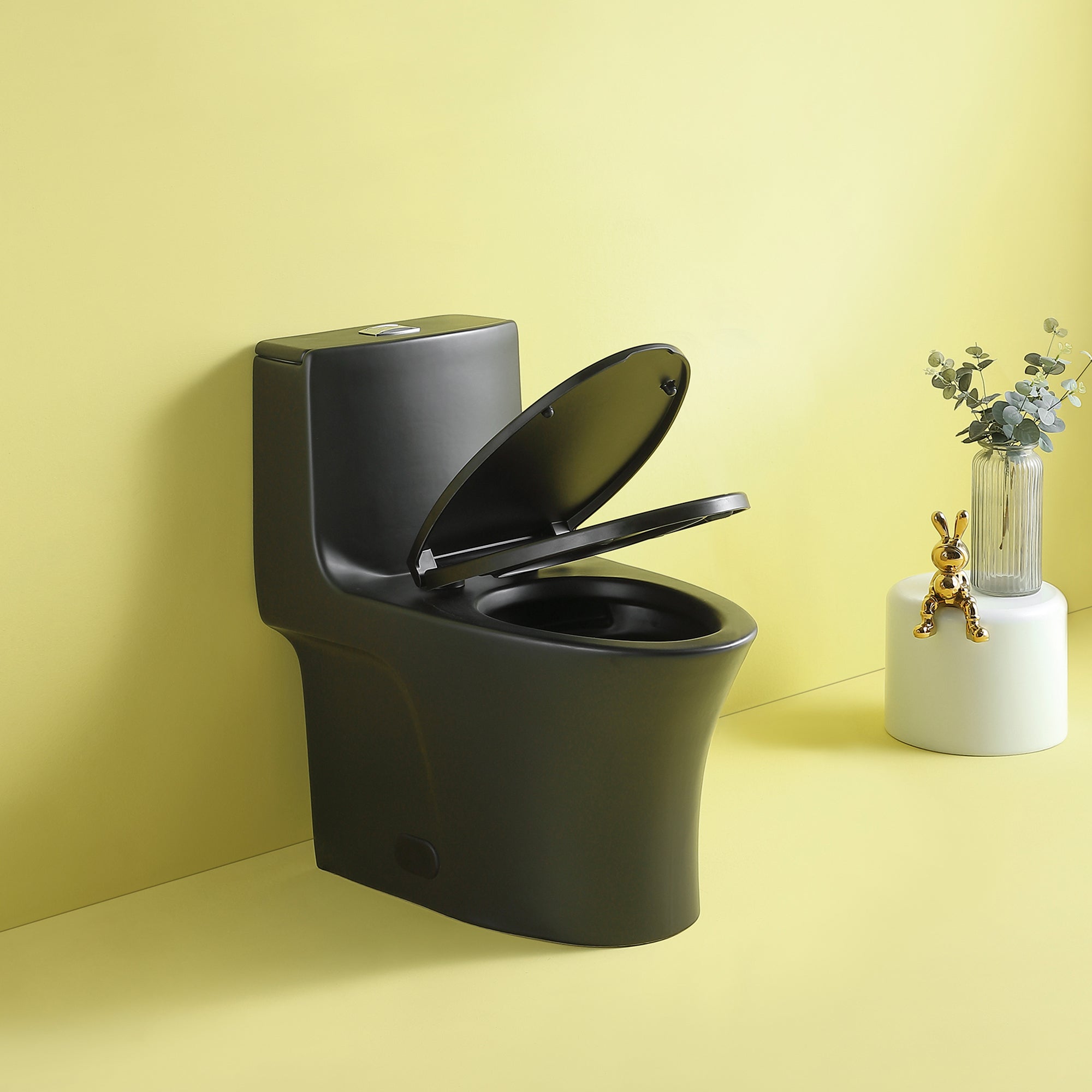 15 1/8 Inch One-piece 1.1/1.6 GPF Dual Flush Elongated Toilet with Soft-Close Seat