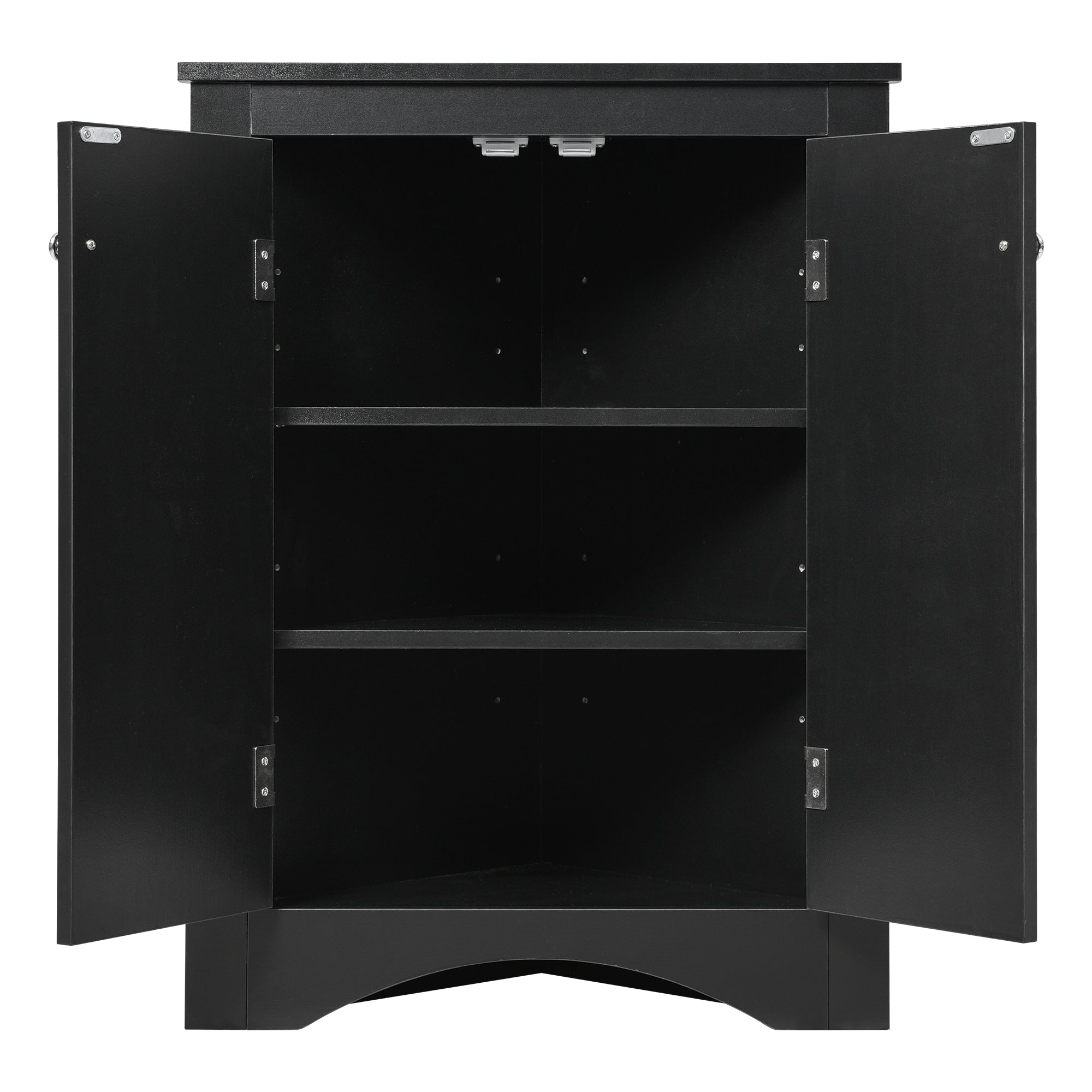 32" Wood 2-door Bathroom Corner Cabinet with Adjustable Shelves