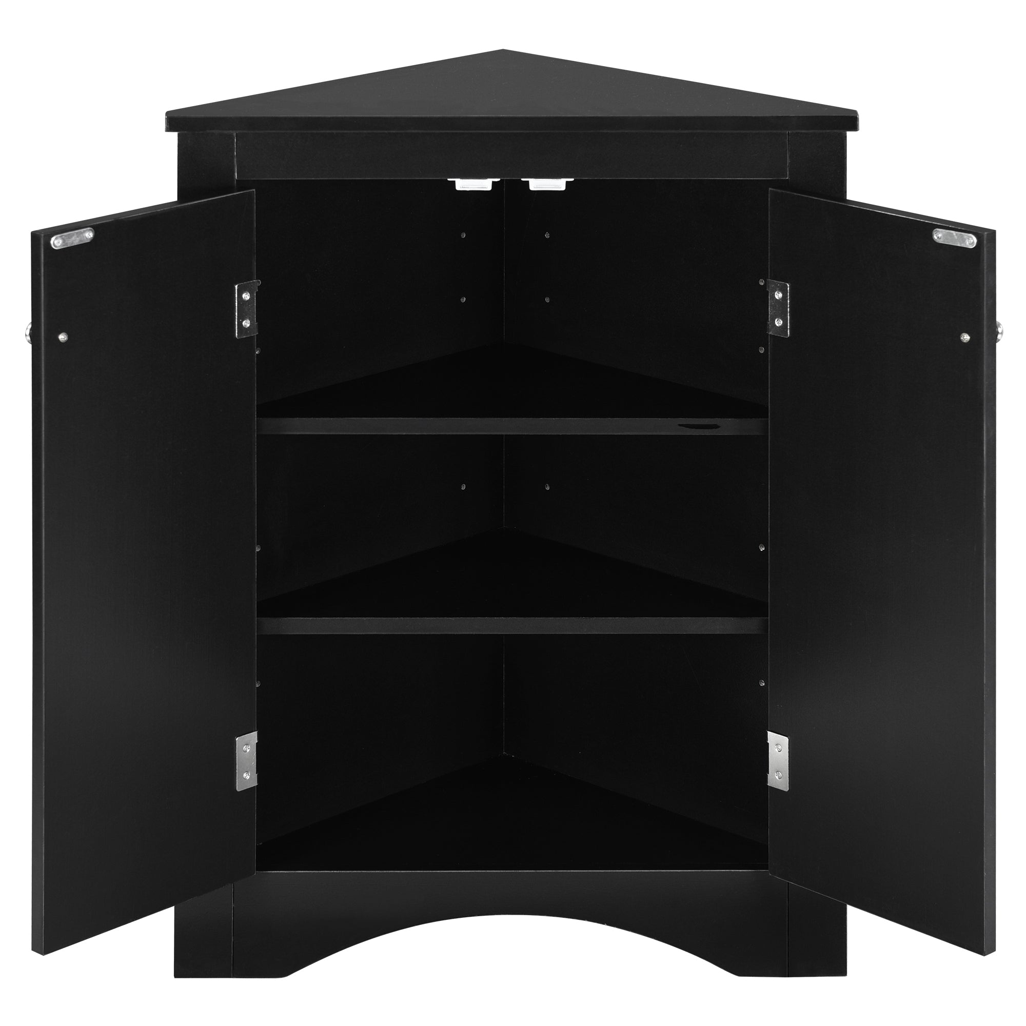32" Wood 2-door Bathroom Corner Cabinet with Adjustable Shelves
