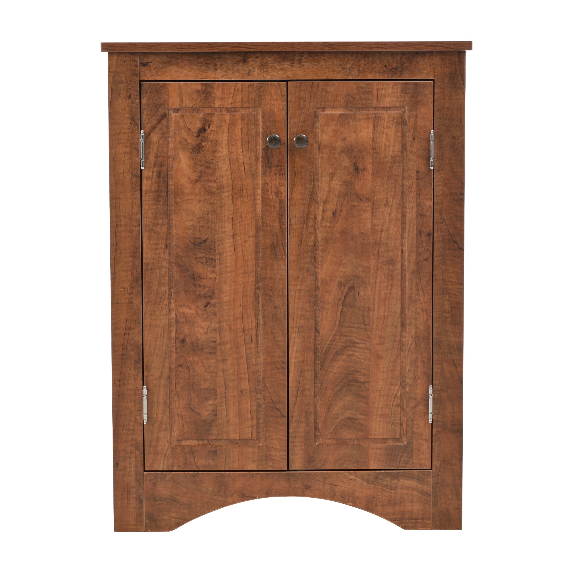 32" Wood 2-door Bathroom Corner Cabinet with Adjustable Shelves