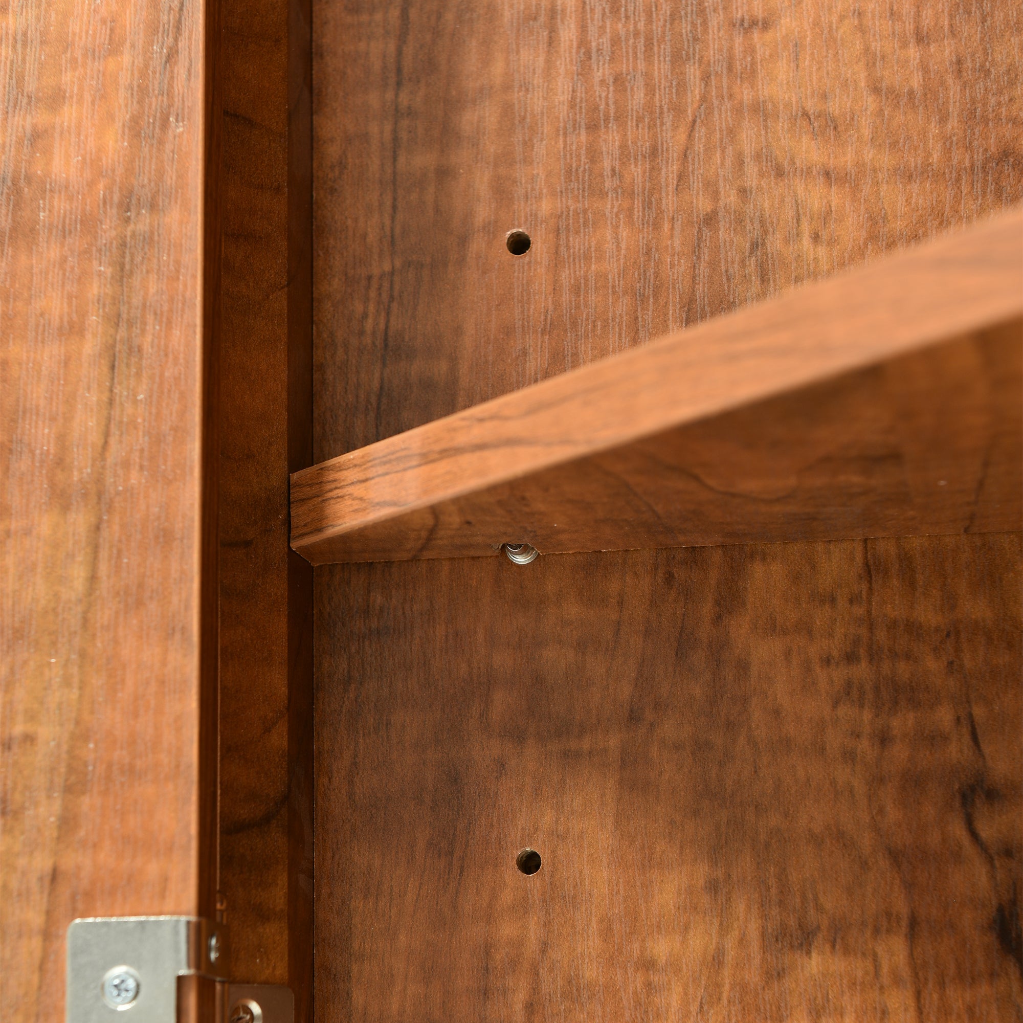 32" Wood 2-door Bathroom Corner Cabinet with Adjustable Shelves