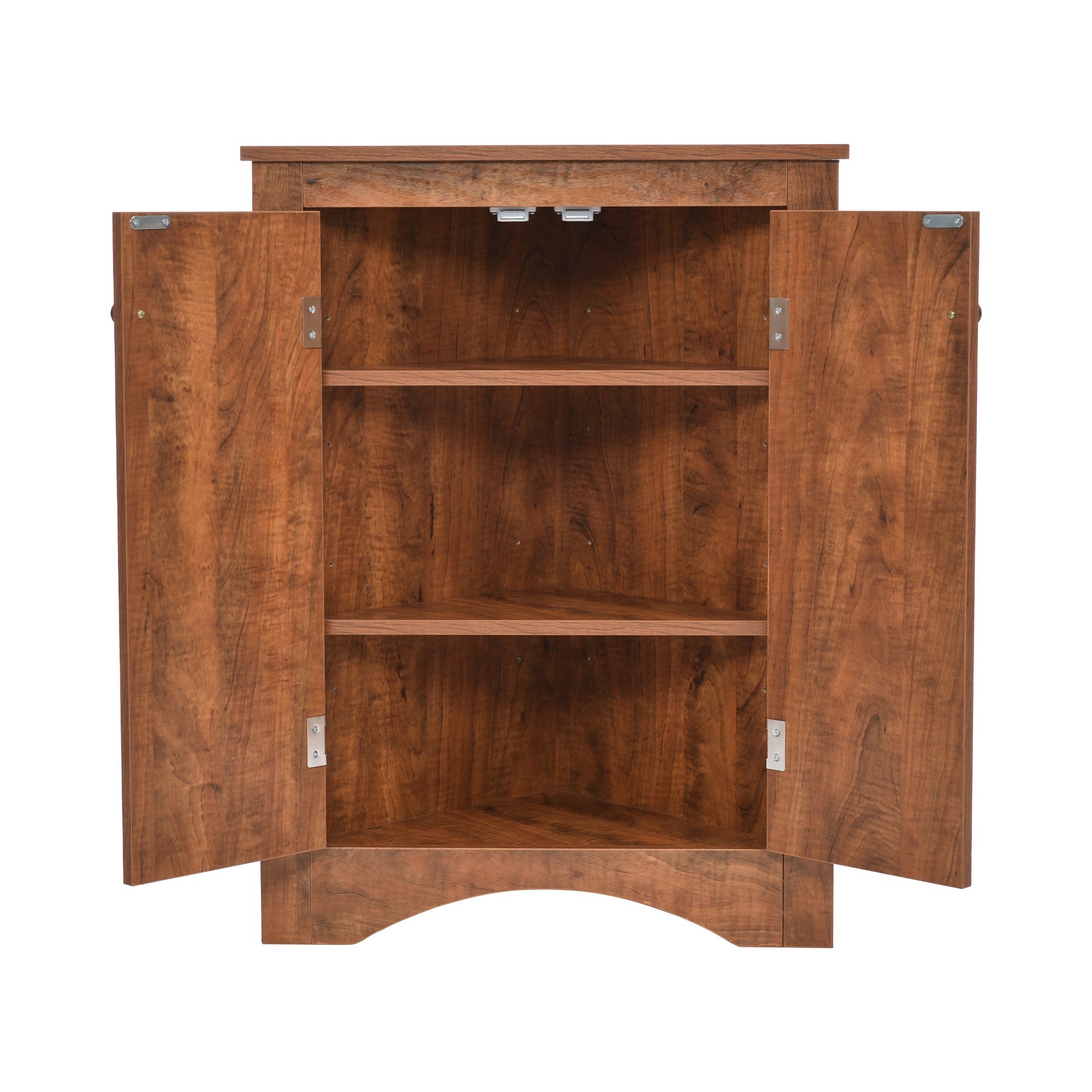 32" Wood 2-door Bathroom Corner Cabinet with Adjustable Shelves