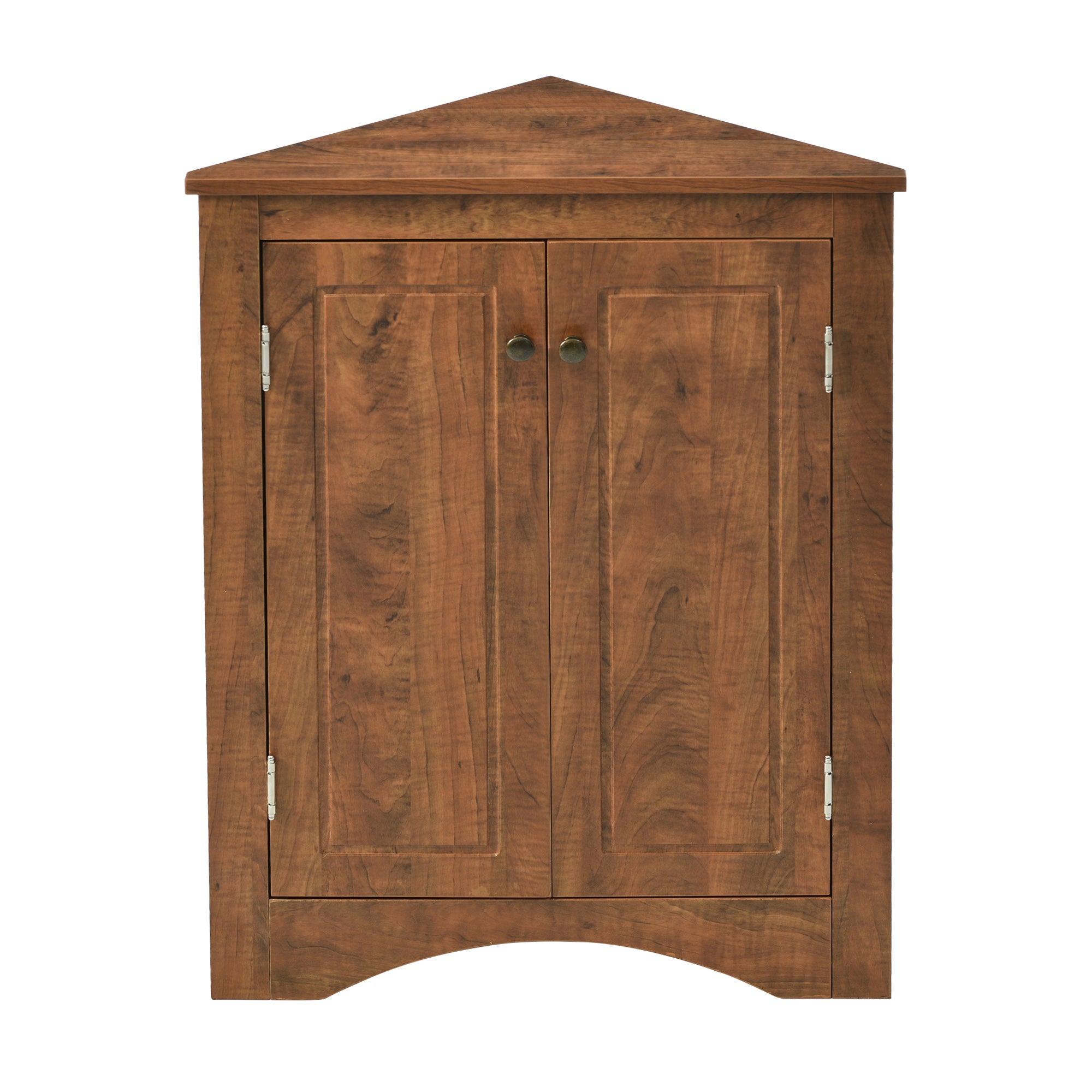 32" Wood 2-door Bathroom Corner Cabinet with Adjustable Shelves