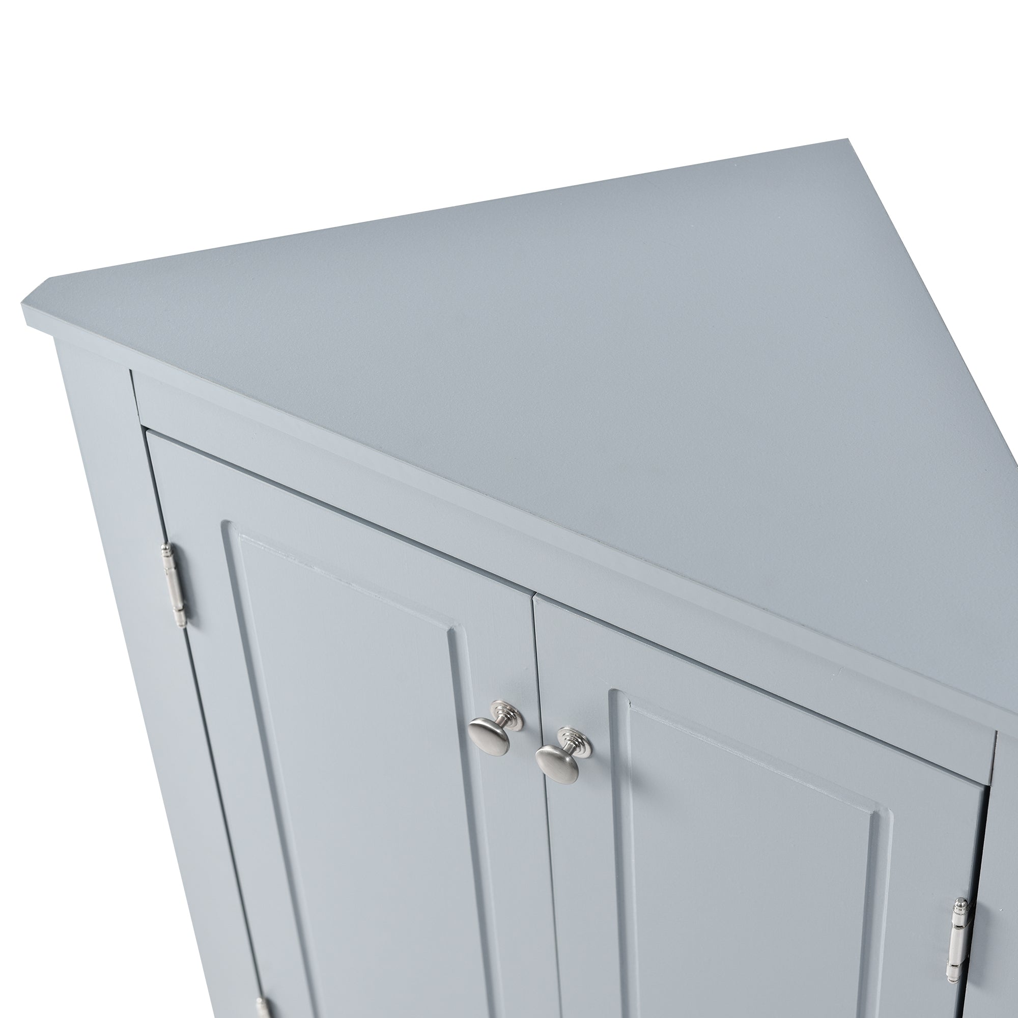 32" Wood 2-door Bathroom Corner Cabinet with Adjustable Shelves