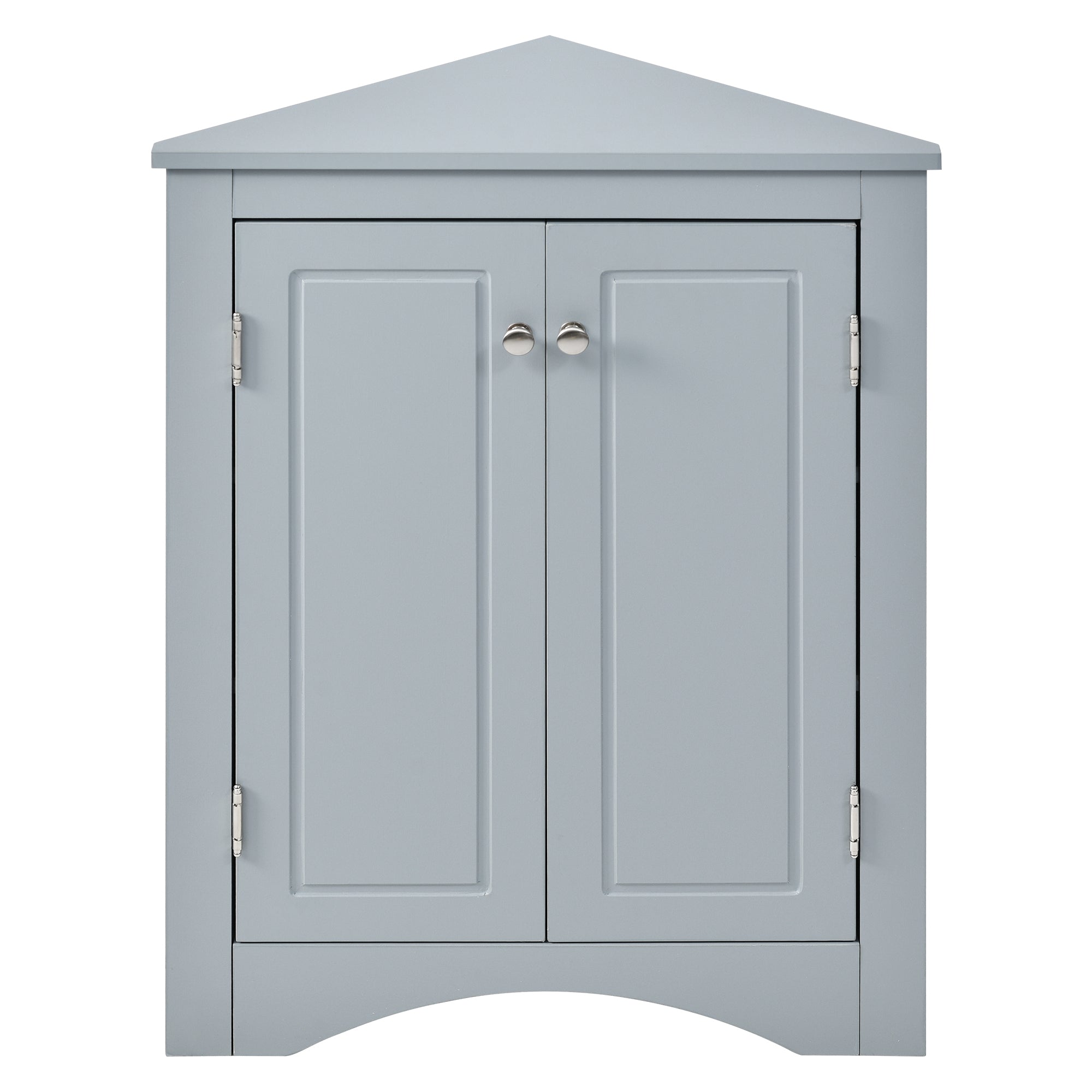 32" Wood 2-door Bathroom Corner Cabinet with Adjustable Shelves