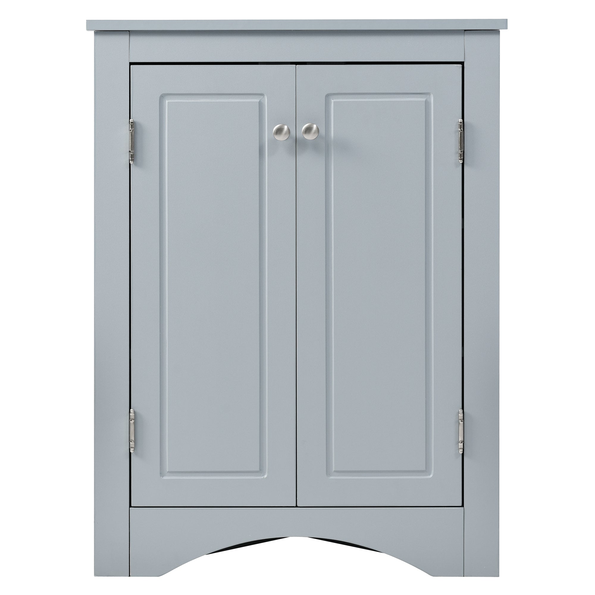 32" Wood 2-door Bathroom Corner Cabinet with Adjustable Shelves