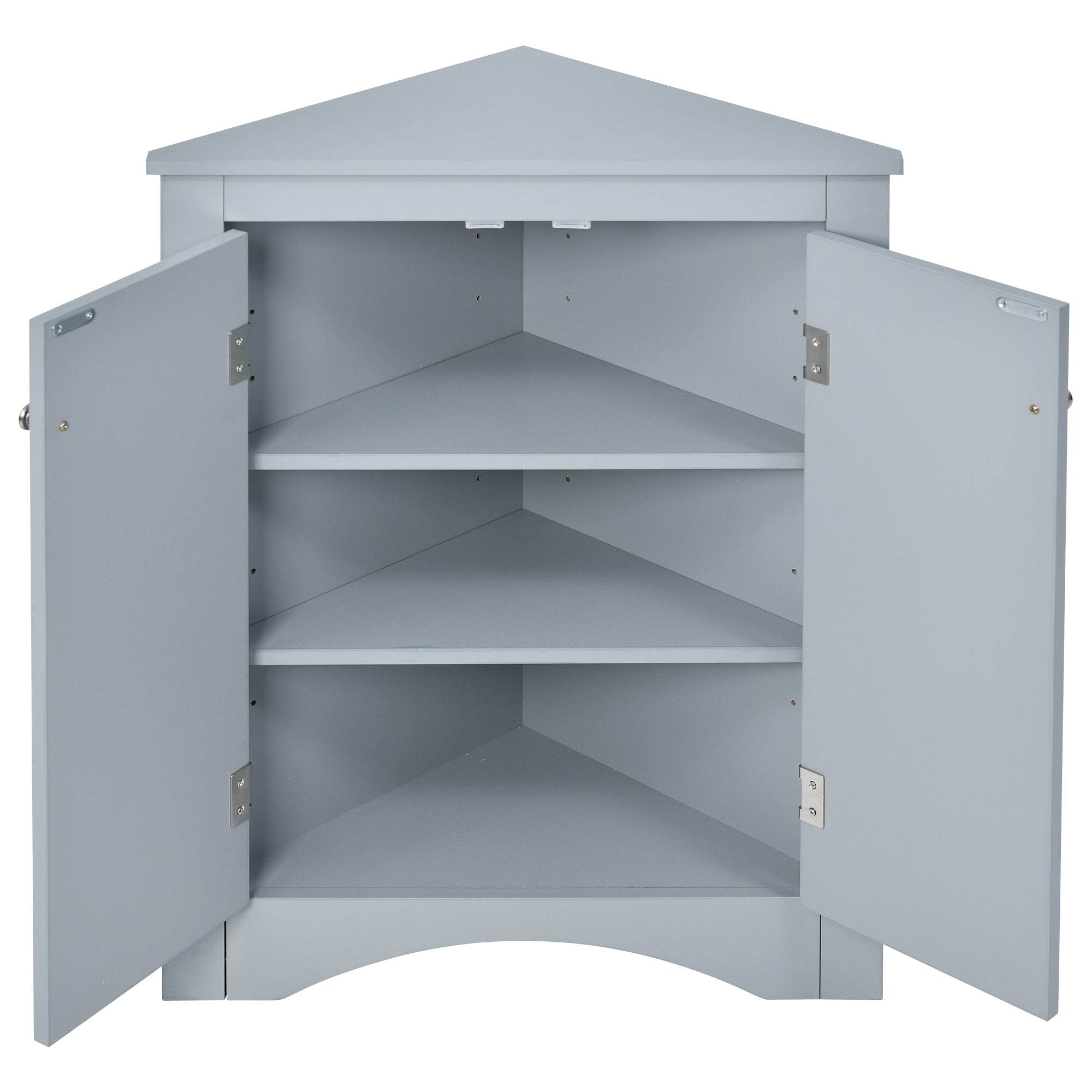 32" Wood 2-door Bathroom Corner Cabinet with Adjustable Shelves