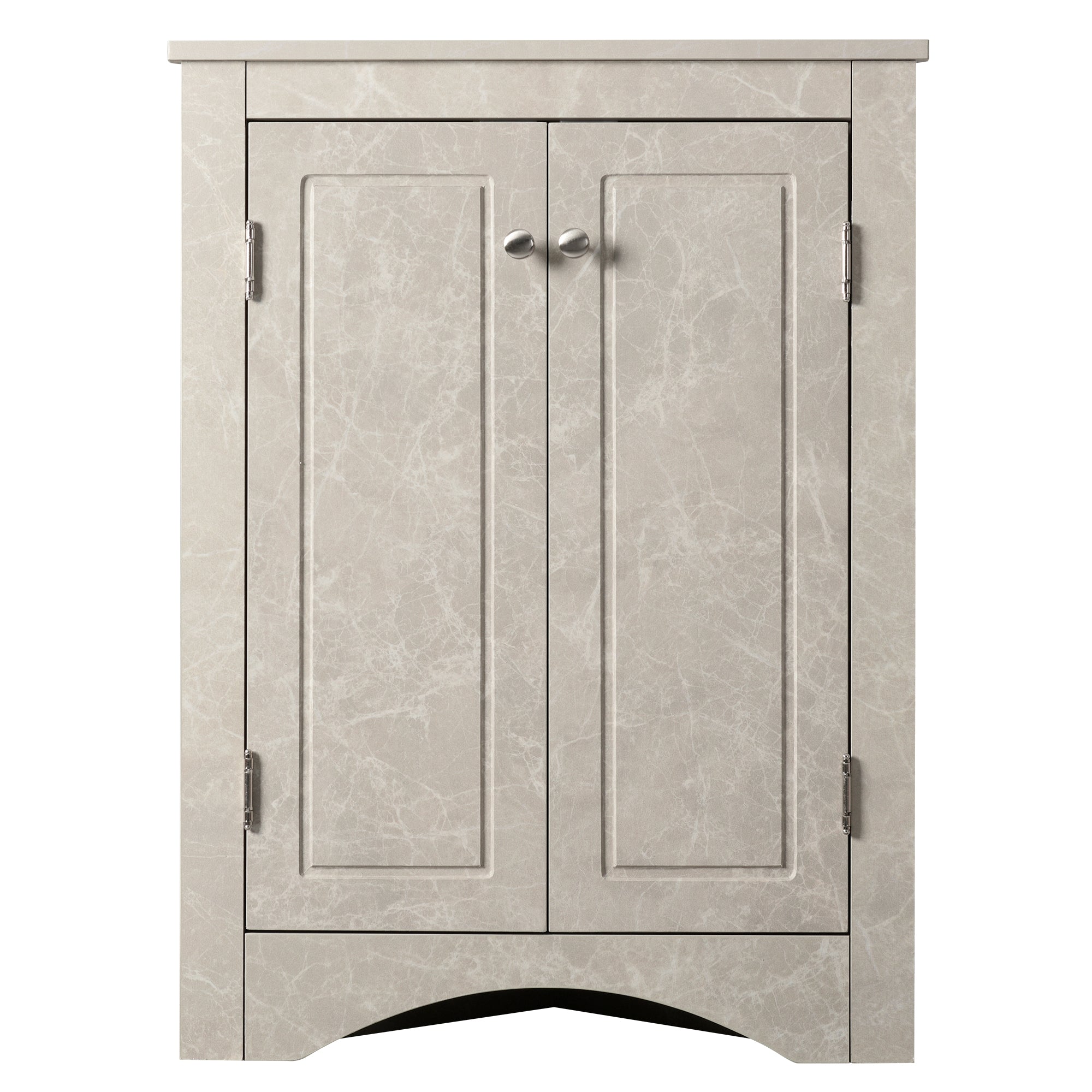 32" Wood 2-door Bathroom Corner Cabinet with Adjustable Shelves