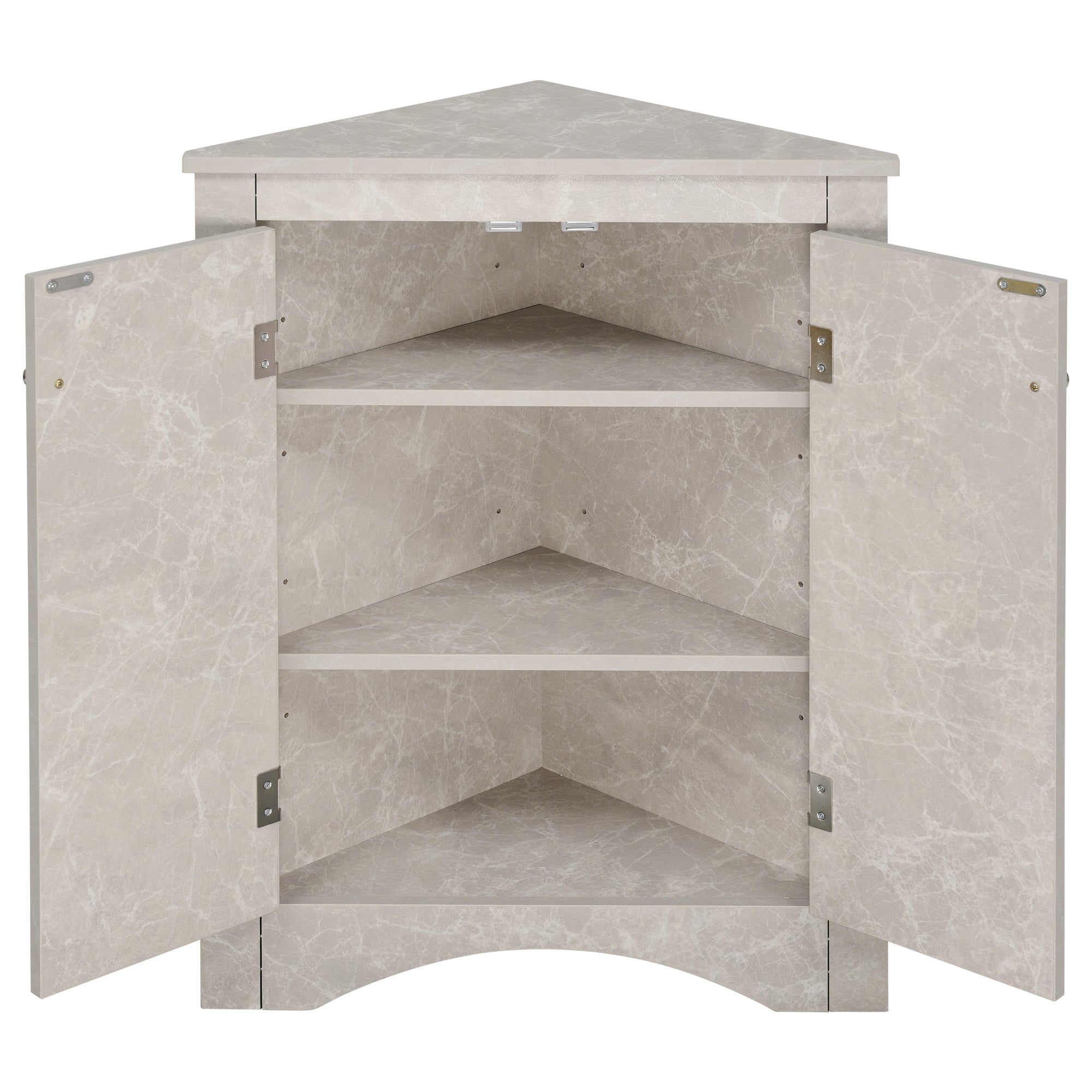32" Wood 2-door Bathroom Corner Cabinet with Adjustable Shelves