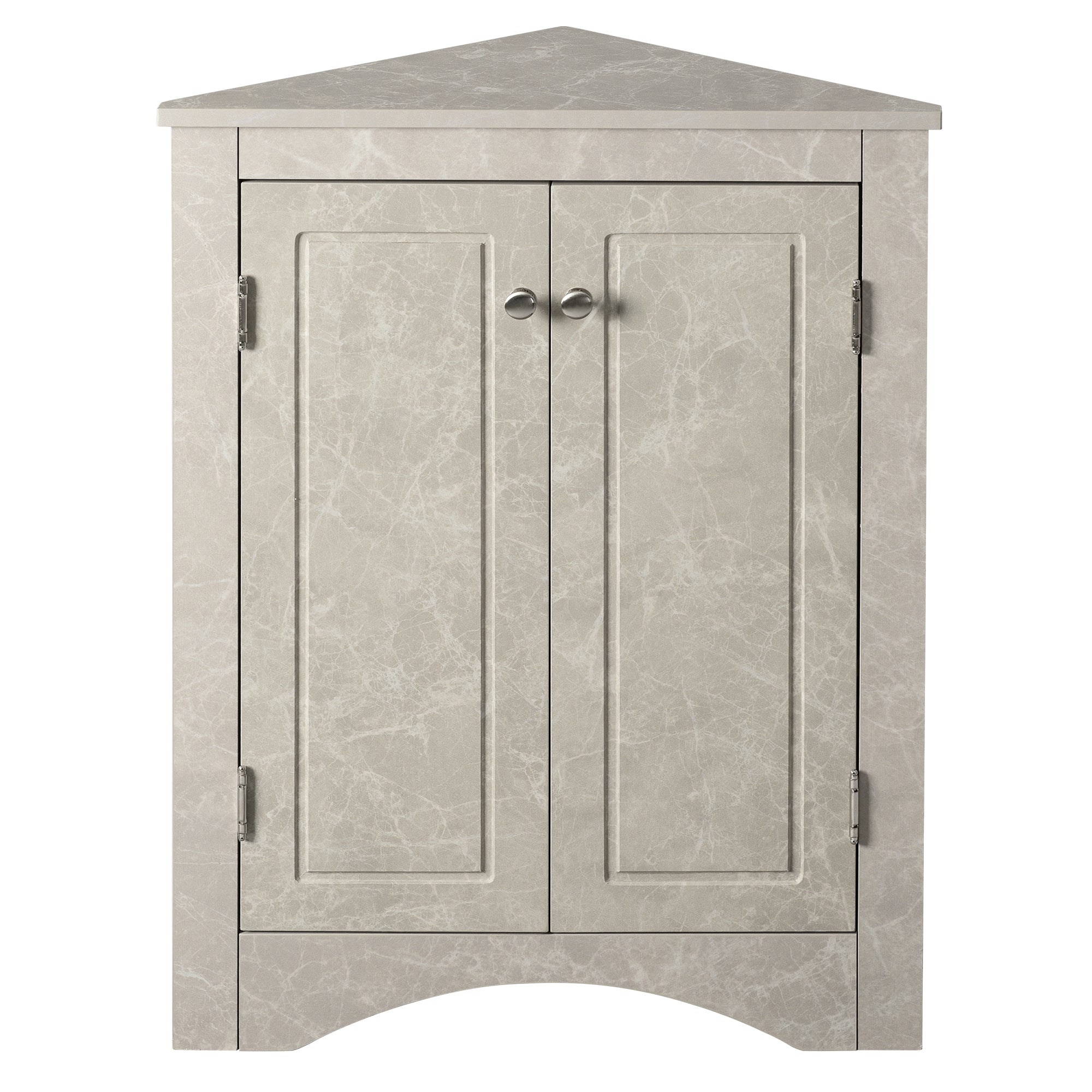 32" Wood 2-door Bathroom Corner Cabinet with Adjustable Shelves