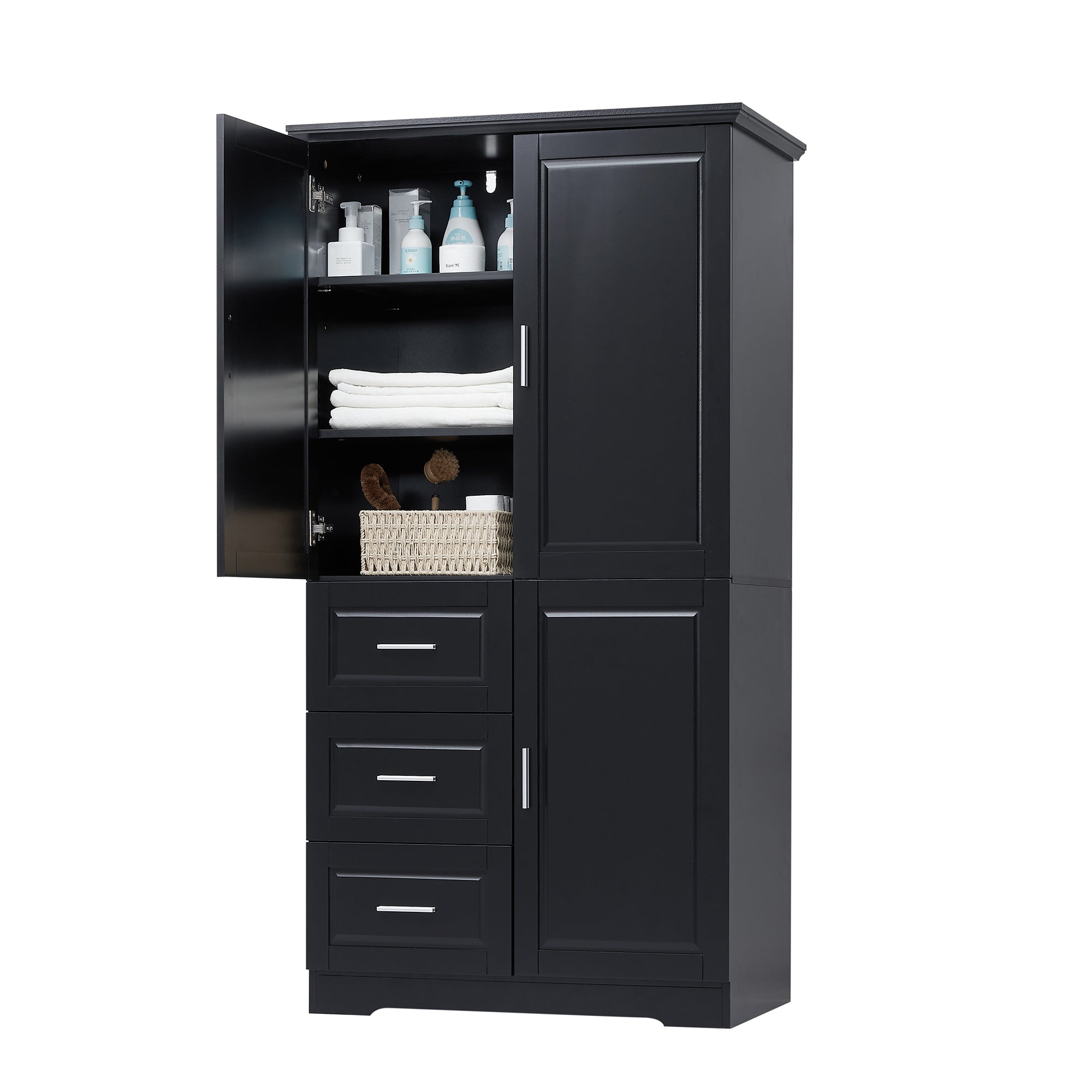 32 in. W x 72 in. H Storage Cabinet with Doors and Three Drawers
