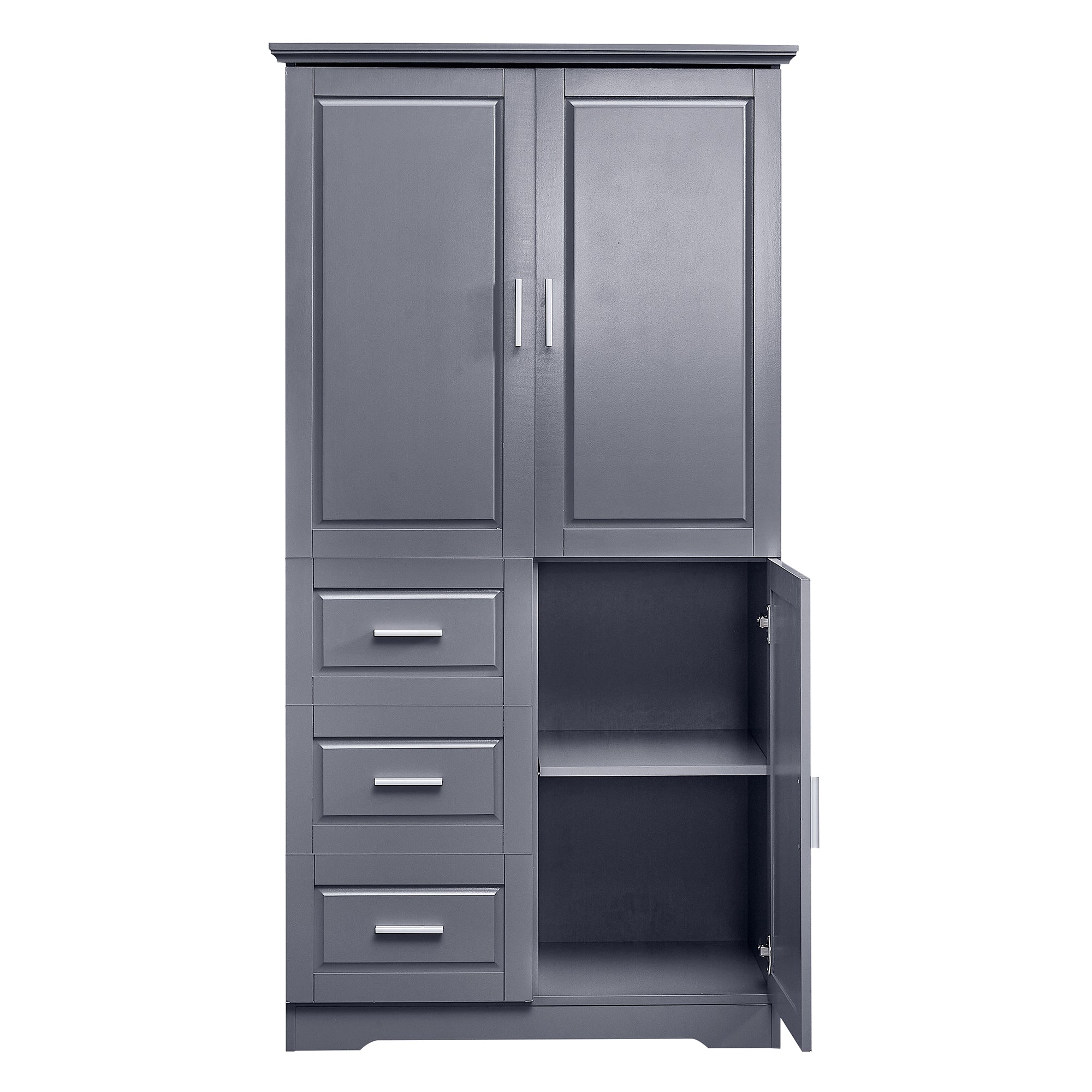 Tall and Wide Storage Cabinet with Doors for Bathroom/Office with Three Drawers