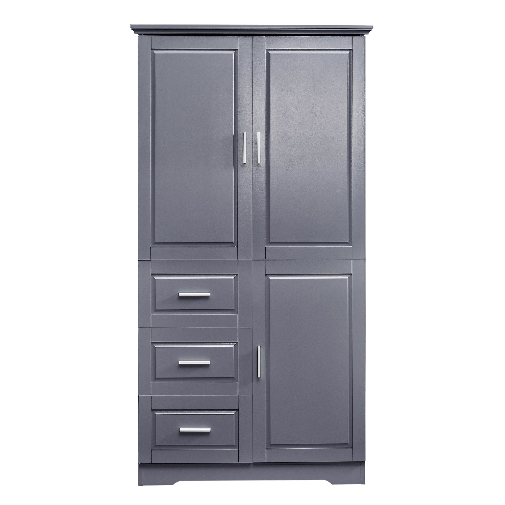 Tall and Wide Storage Cabinet with Doors for Bathroom/Office with Three Drawers