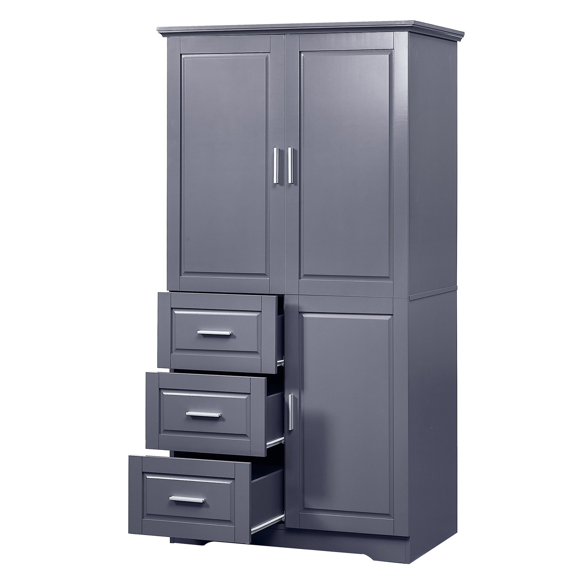 Tall and Wide Storage Cabinet with Doors for Bathroom/Office with Three Drawers