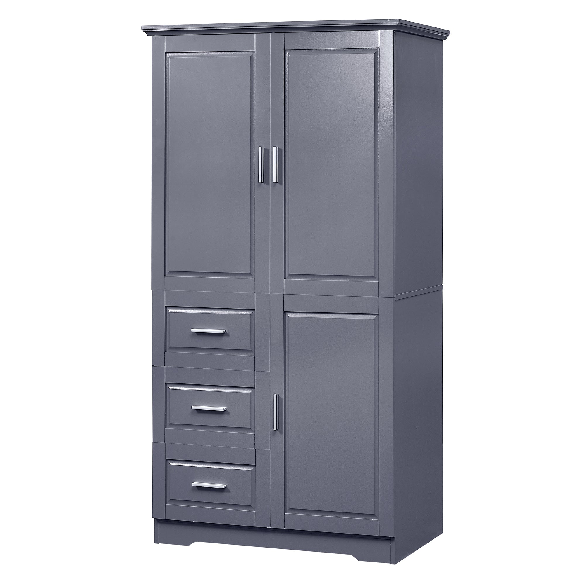 Tall and Wide Storage Cabinet with Doors for Bathroom/Office with Three Drawers