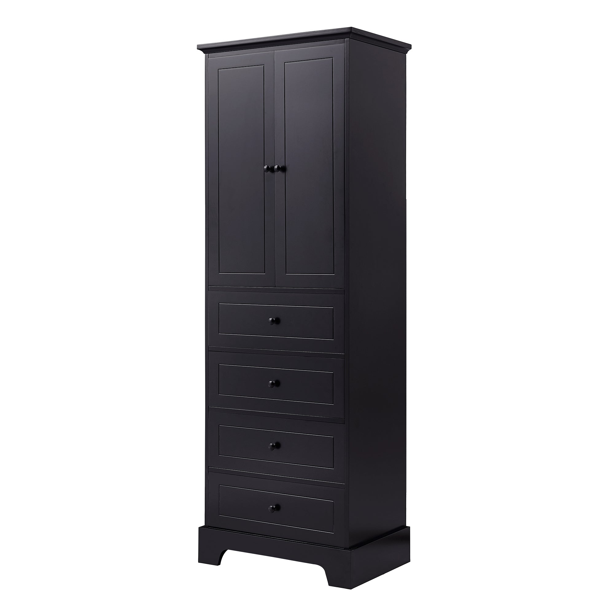 24 in. W x 68 in. H MDF Bathroom Storage Cabinet with Two Doors and Four Drawers