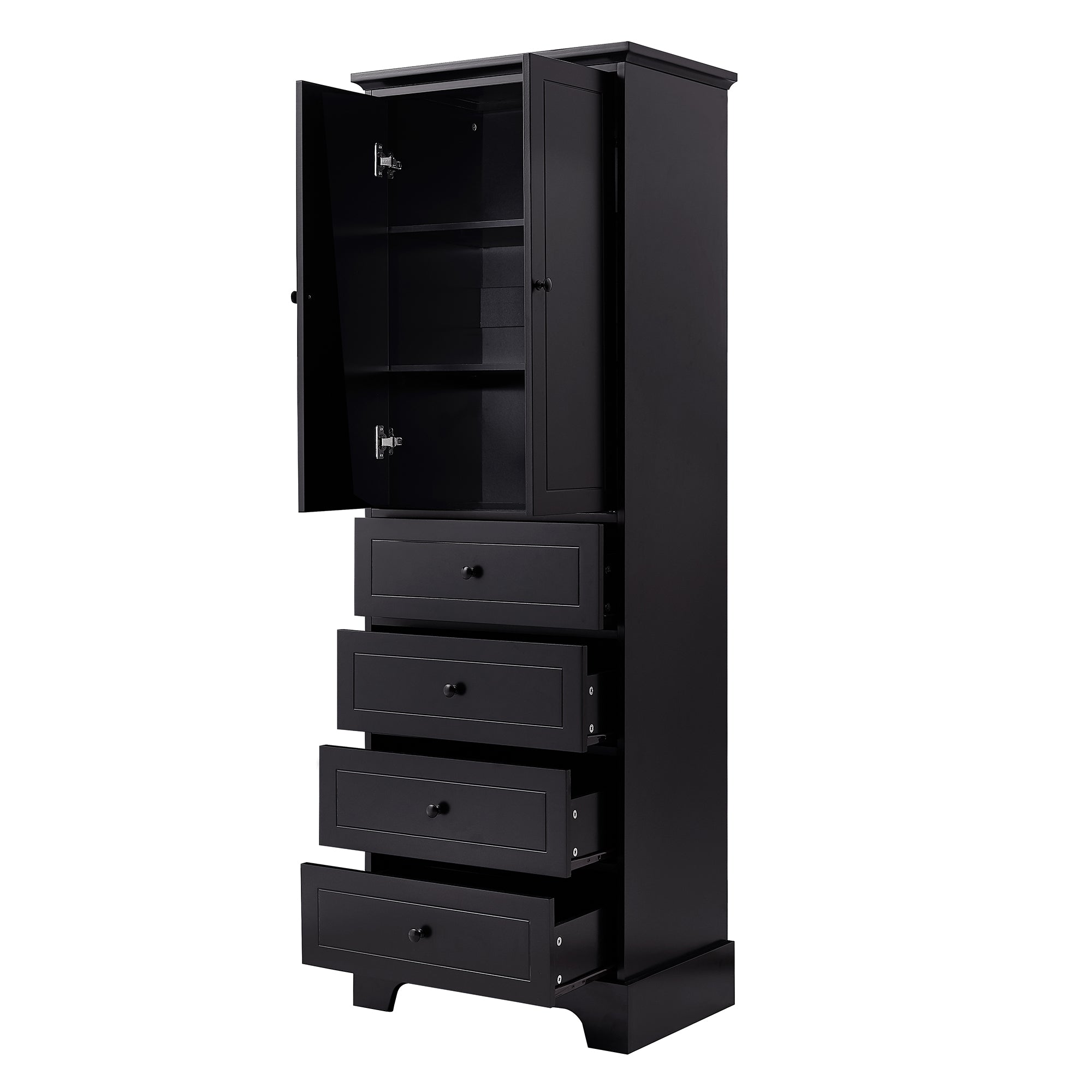 24 in. W x 68 in. H MDF Bathroom Storage Cabinet with Two Doors and Four Drawers