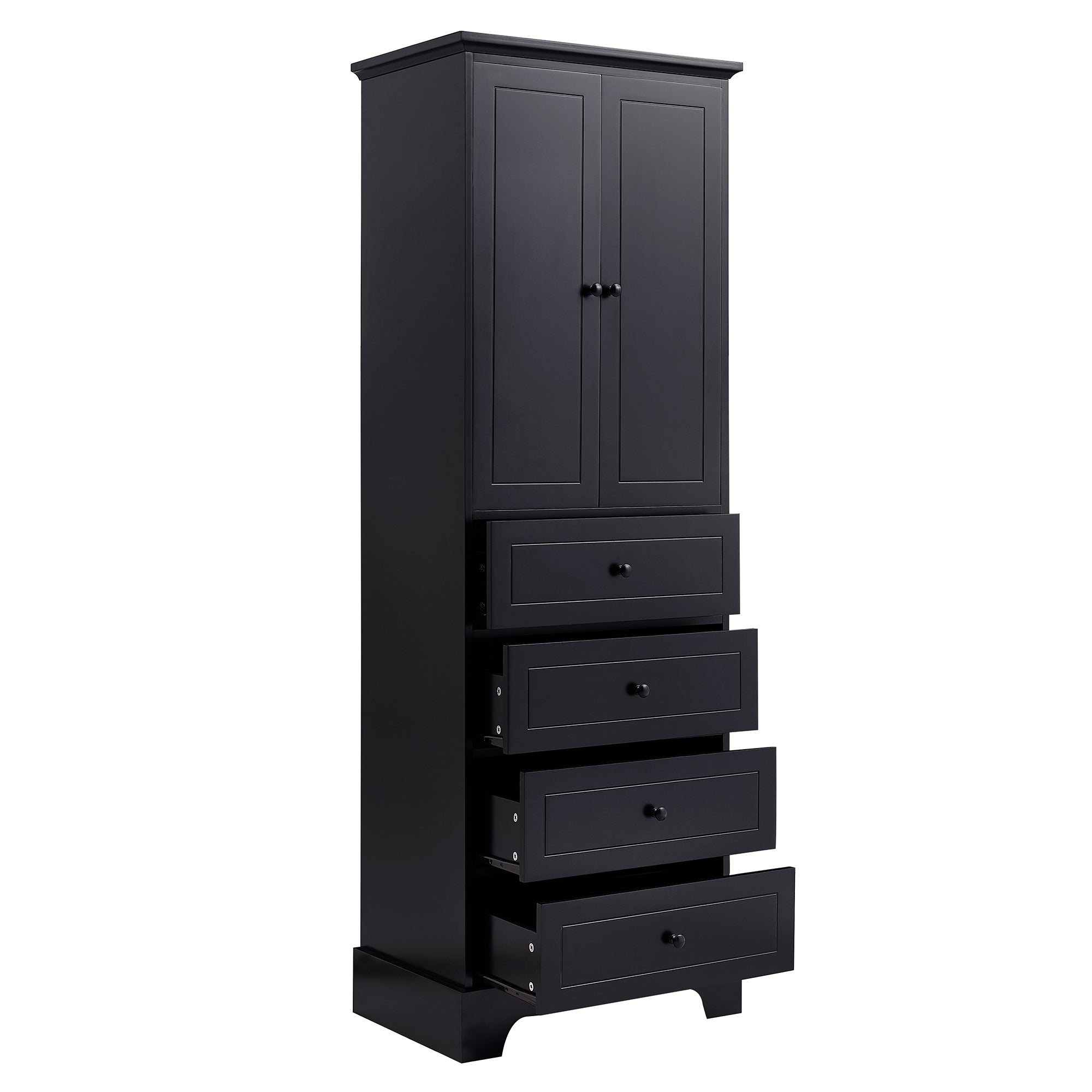 24 in. W x 68 in. H MDF Bathroom Storage Cabinet with Two Doors and Four Drawers