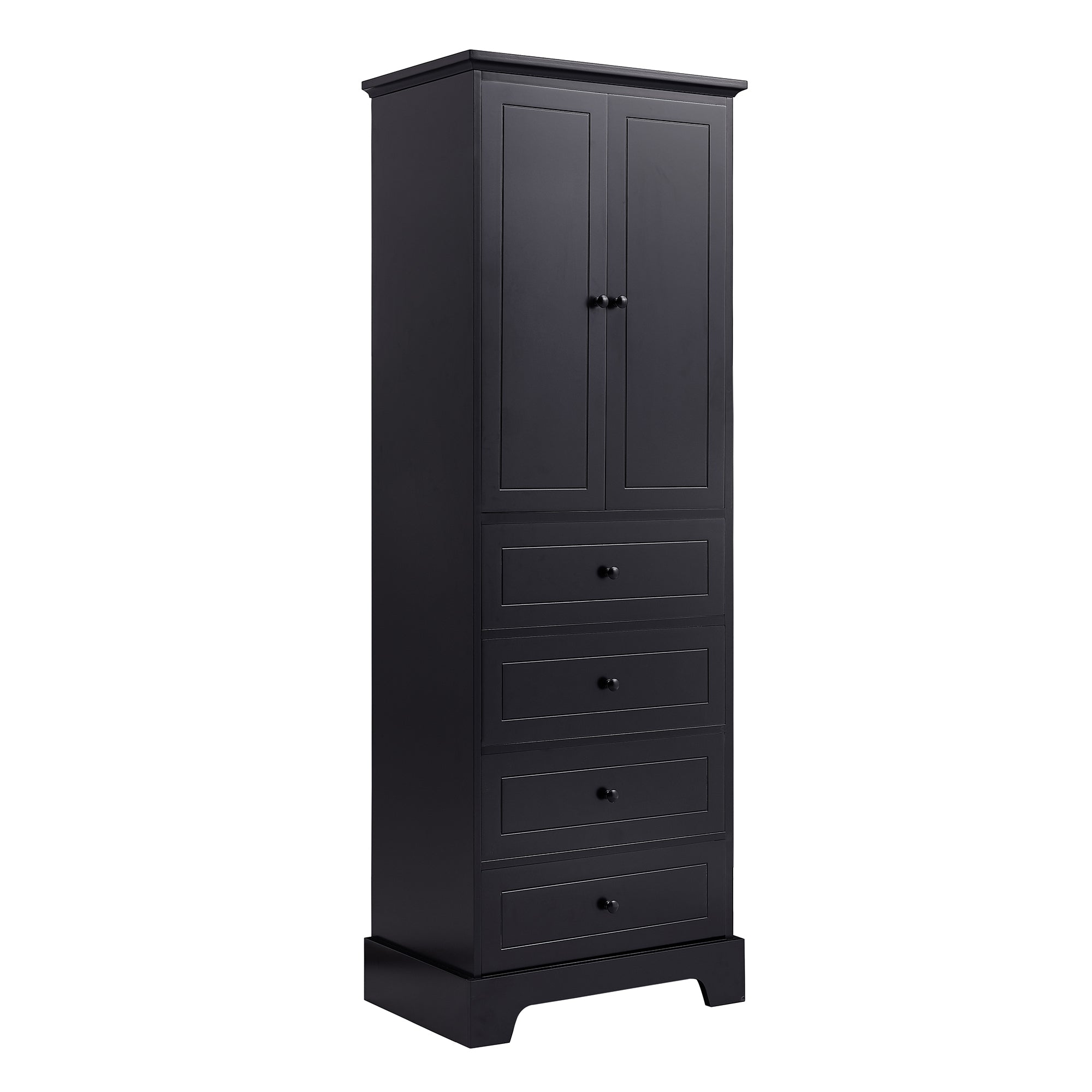 24 in. W x 68 in. H MDF Bathroom Storage Cabinet with Two Doors and Four Drawers