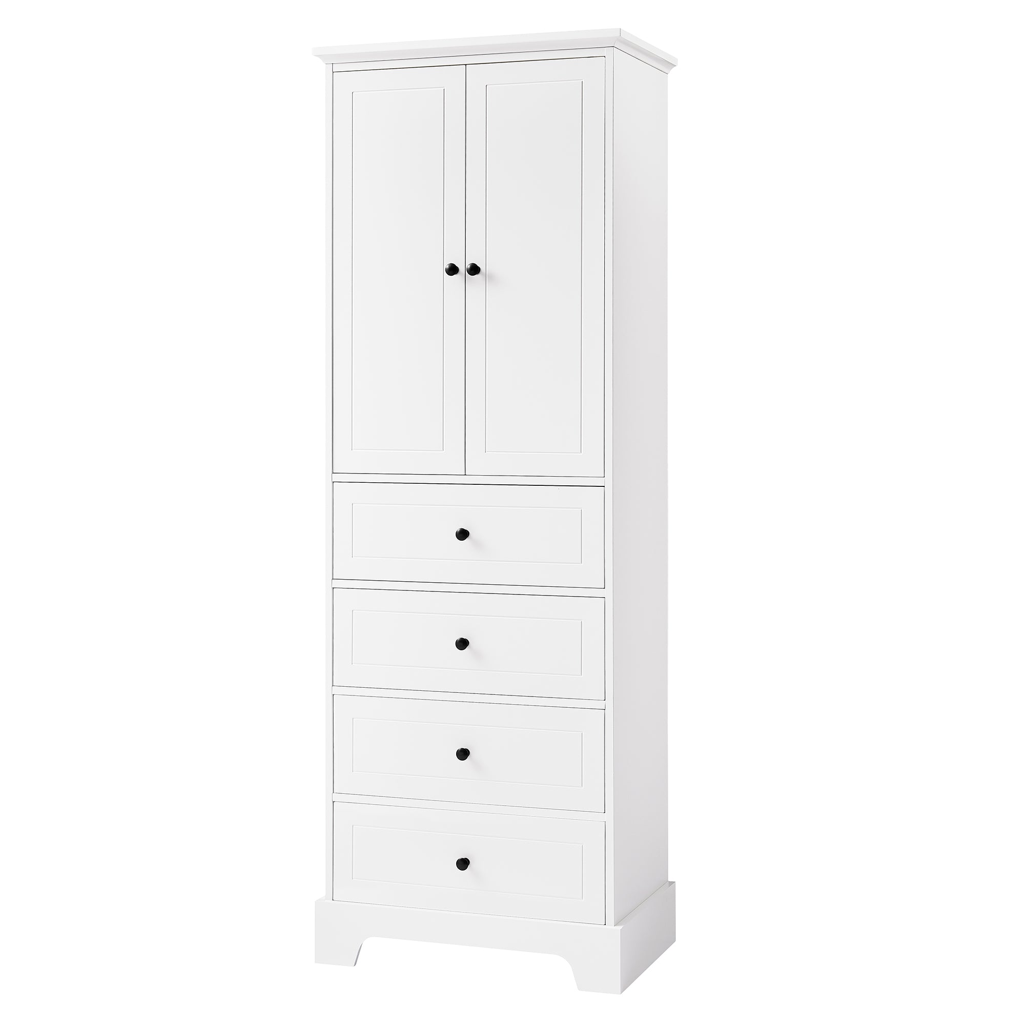 24 in. W x 68 in. H MDF Bathroom Storage Cabinet with Two Doors and Four Drawers