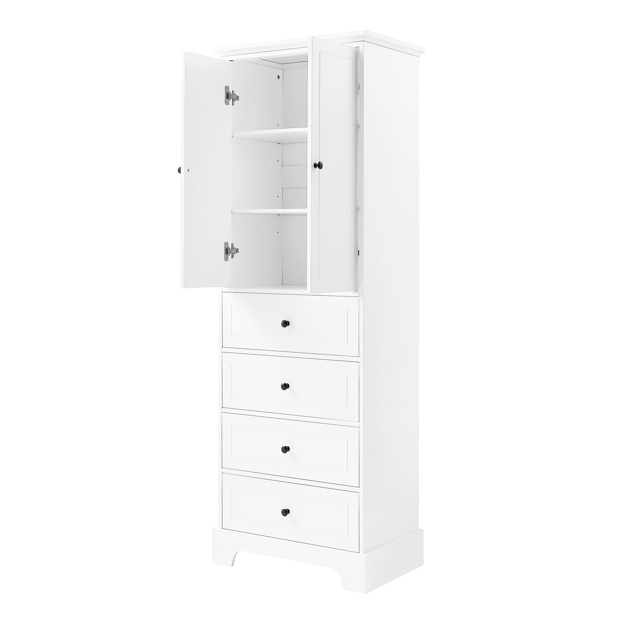 24 in. W x 68 in. H MDF Bathroom Storage Cabinet with Two Doors and Four Drawers