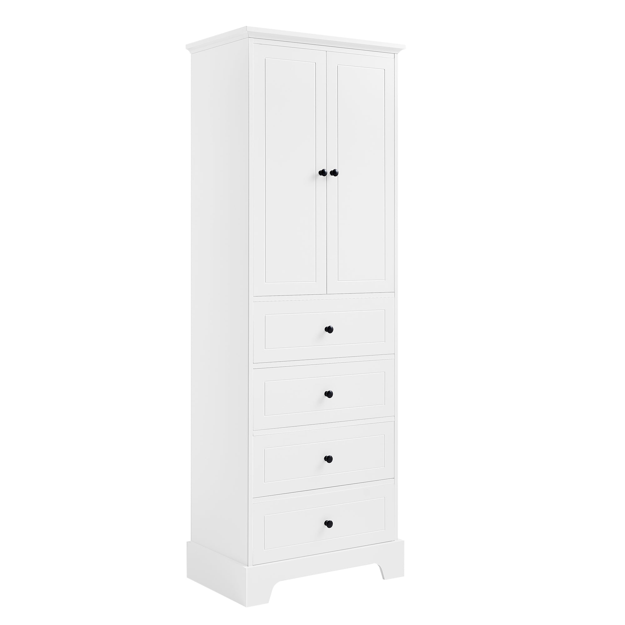 24 in. W x 68 in. H MDF Bathroom Storage Cabinet with Two Doors and Four Drawers