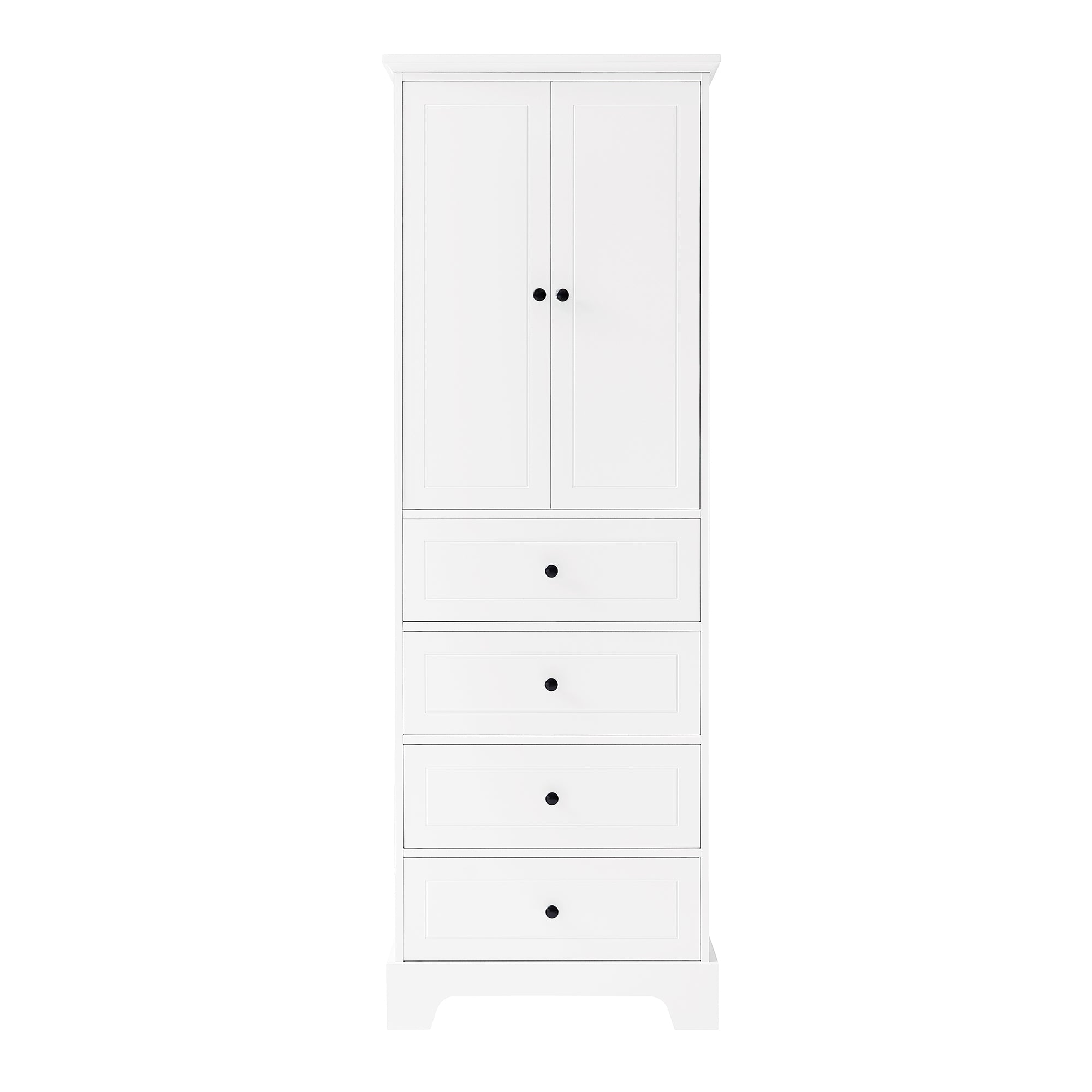 24 in. W x 68 in. H MDF Bathroom Storage Cabinet with Two Doors and Four Drawers