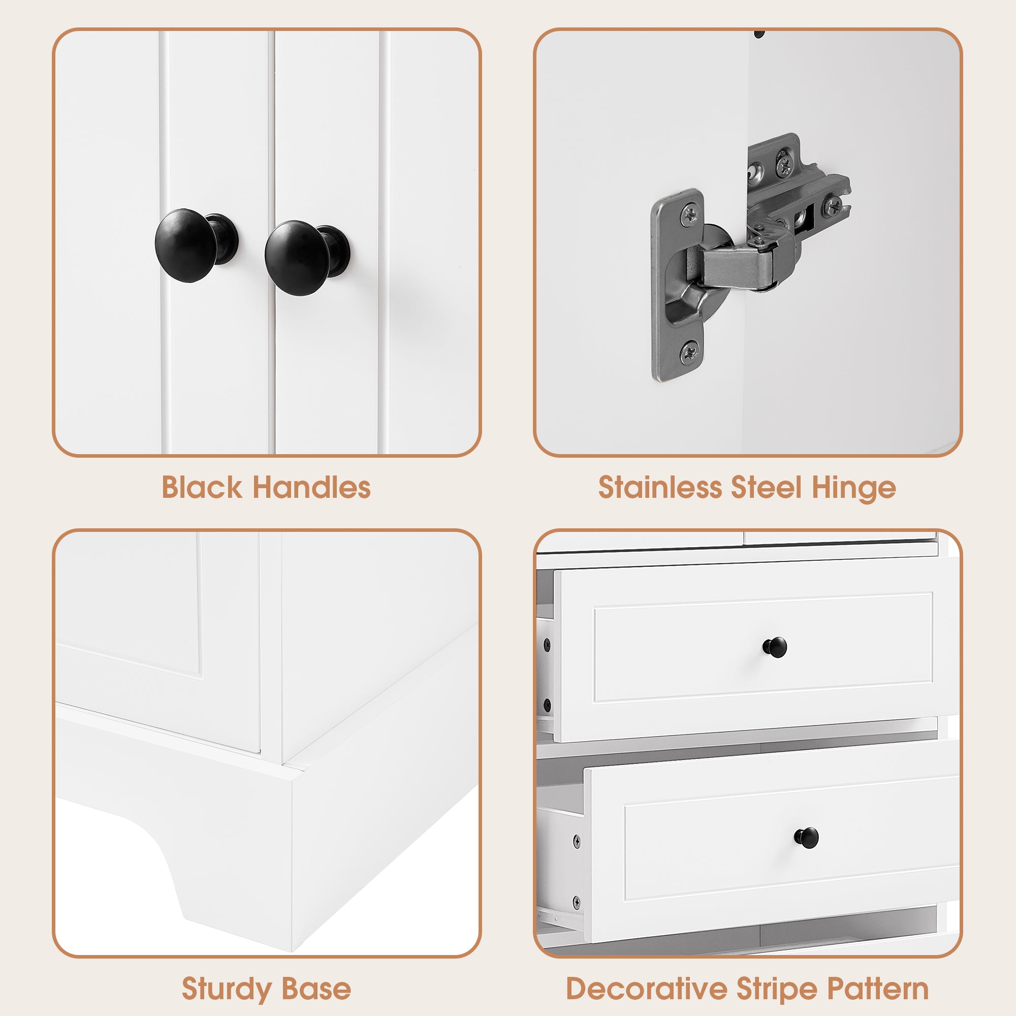 24 in. W x 68 in. H MDF Bathroom Storage Cabinet with Two Doors and Four Drawers