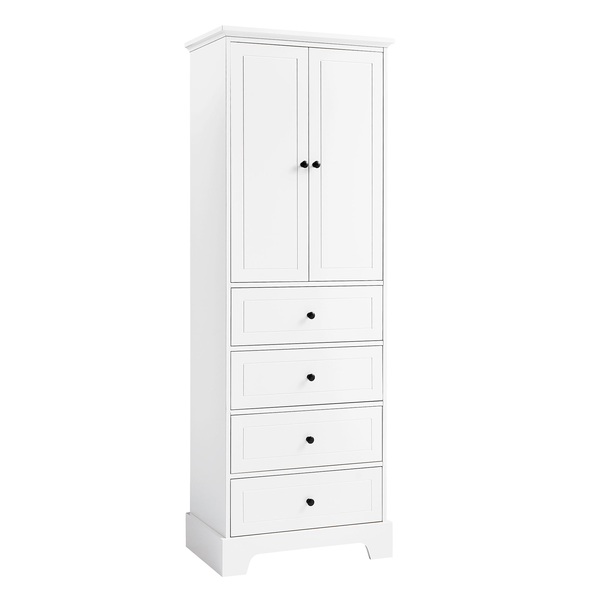 24 in. W x 68 in. H MDF Bathroom Storage Cabinet with Two Doors and Four Drawers