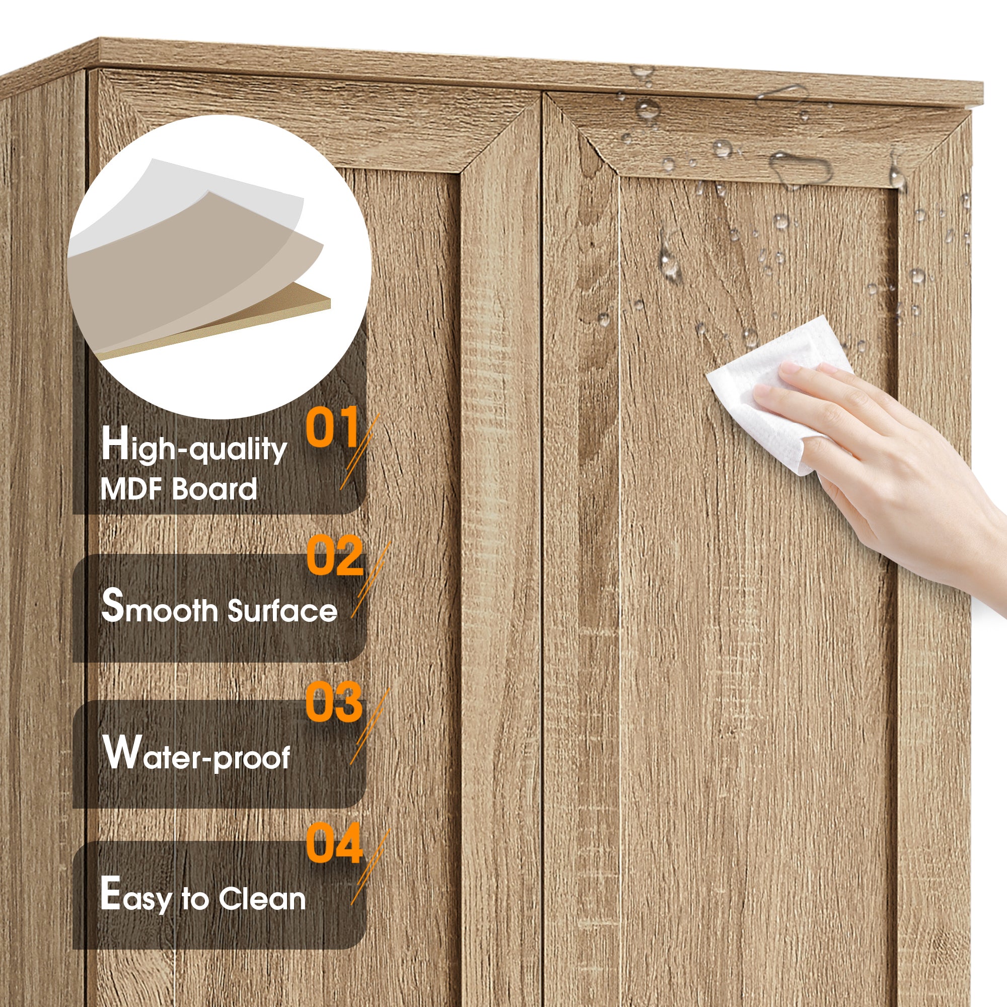23 in. W x 71 in. H MDF Bathroom Storage Cabinet with Two Doors