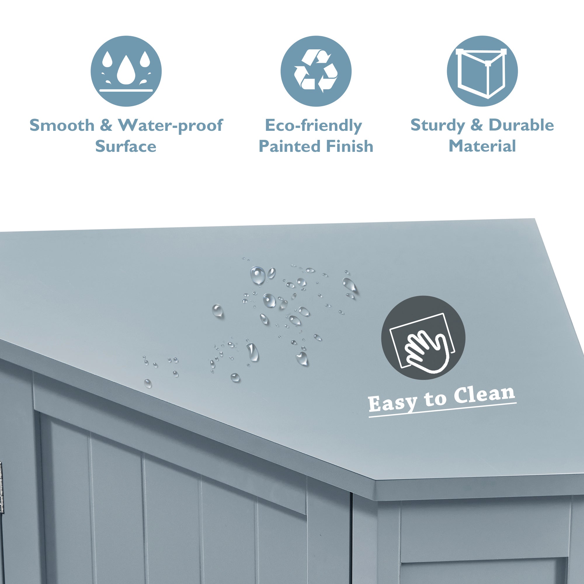 32" Freestanding Triangle Corner Bathroom Storage Cabinet with Doors and Adjustable Shelves