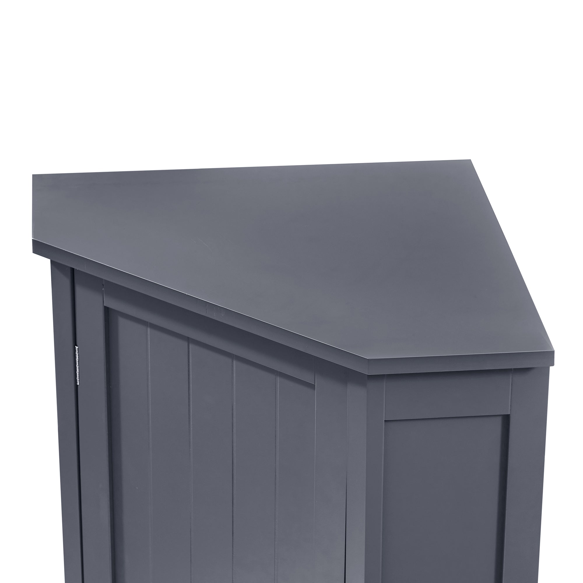 32" Freestanding Triangle Corner Bathroom Storage Cabinet with Doors and Adjustable Shelves