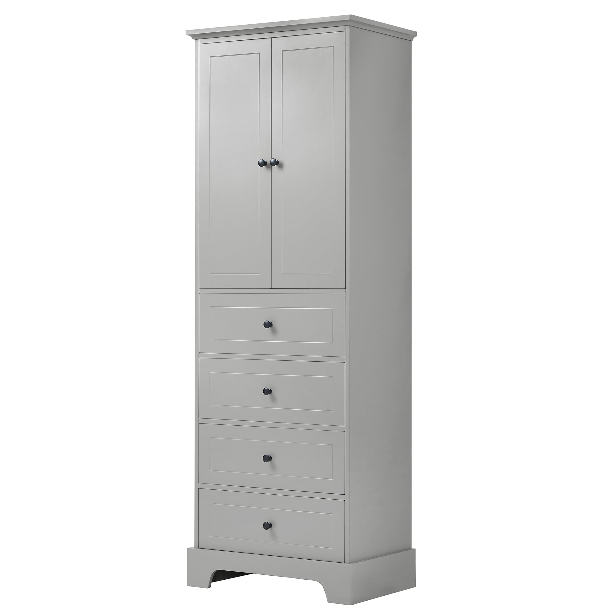 24 in. W x 68 in. H MDF Bathroom Storage Cabinet with Two Doors and Four Drawers
