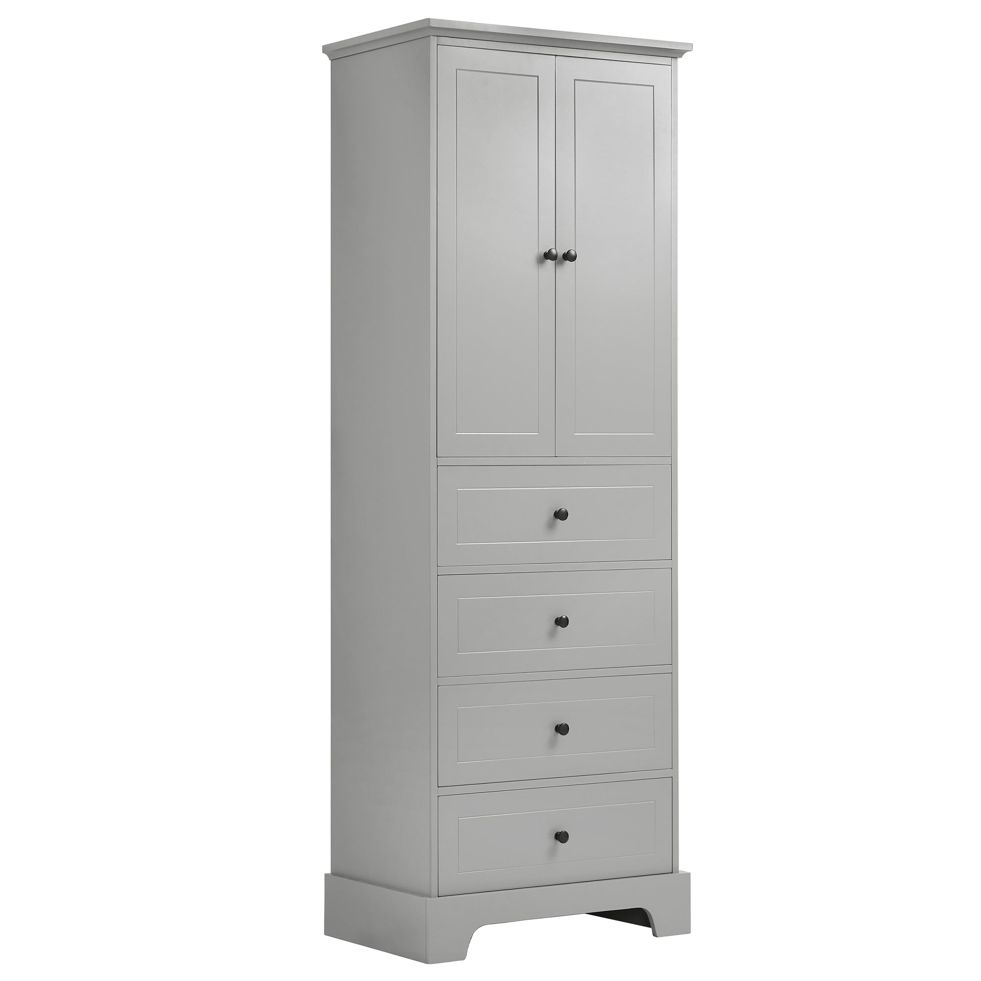 24 in. W x 68 in. H MDF Bathroom Storage Cabinet with Two Doors and Four Drawers