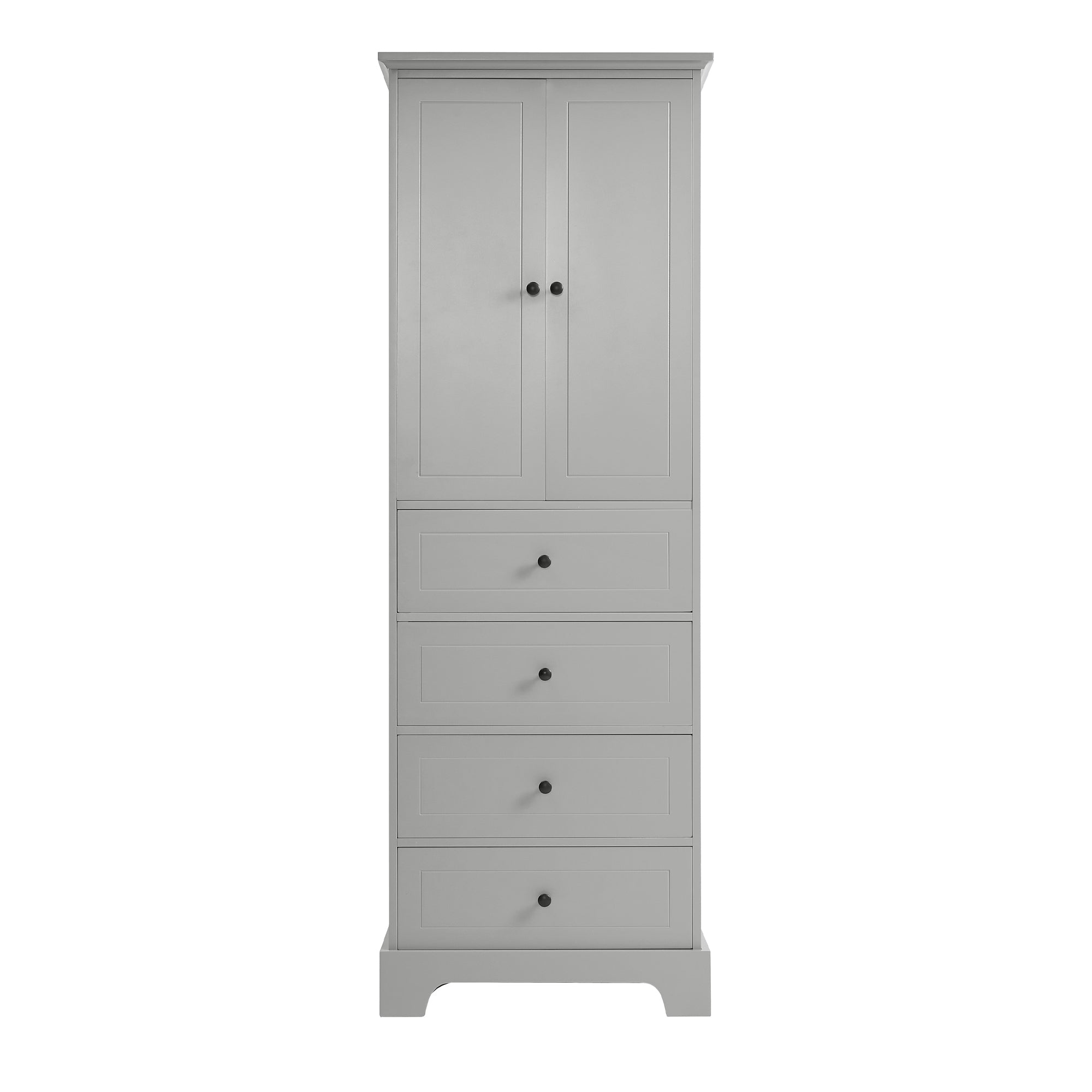 24 in. W x 68 in. H MDF Bathroom Storage Cabinet with Two Doors and Four Drawers